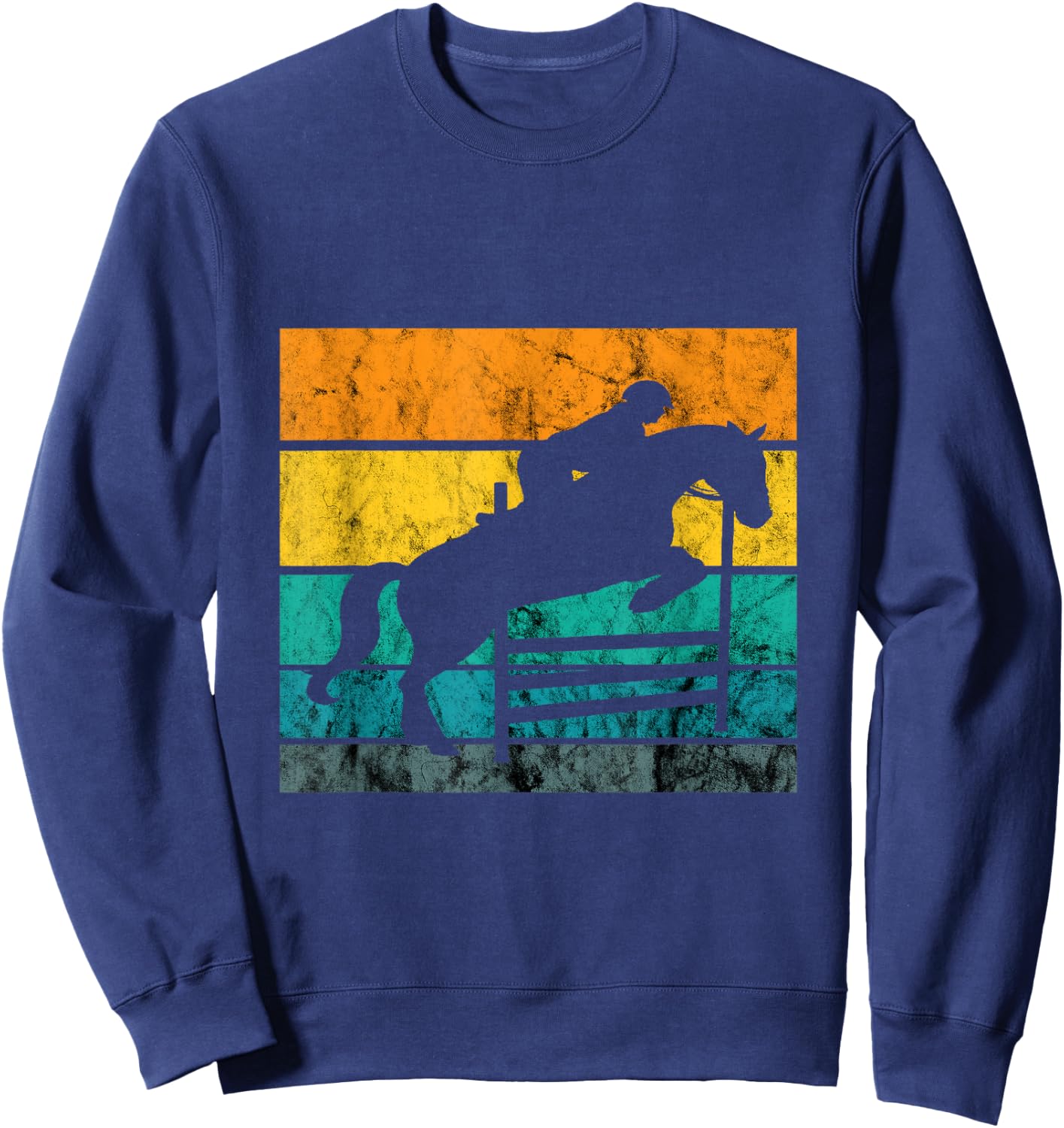 Show Jumping Retro Vintage Equestrian Rider Horseback Riding Sweatshirt - Sweatshirt | Navy