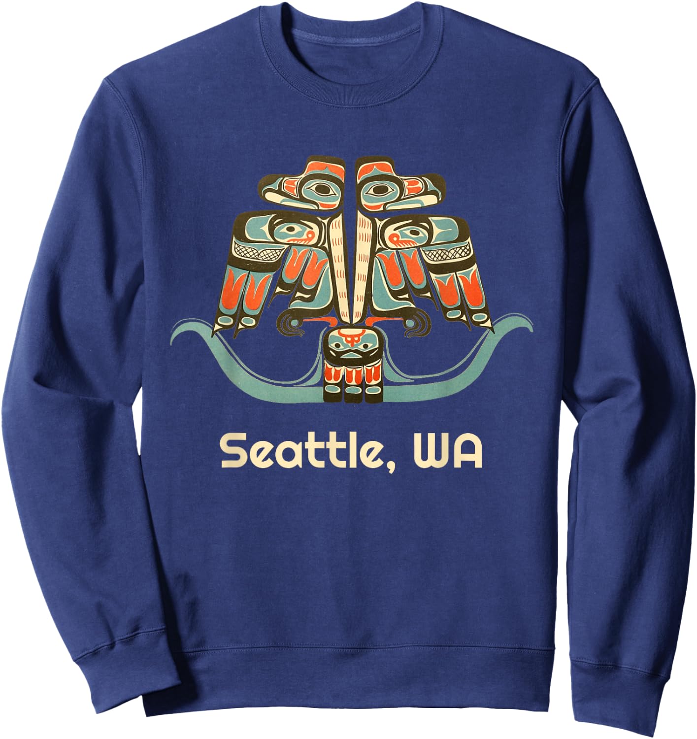 Seattle Washington Thunderbird NW Native Indian American Art Sweatshirt - Sweatshirt | Navy