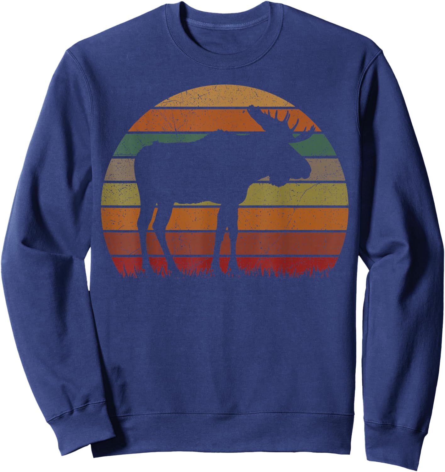 Funny Moose in Sunset Camping Lovers Gift Happy Camp Sweatshirt - Sweatshirt | Navy