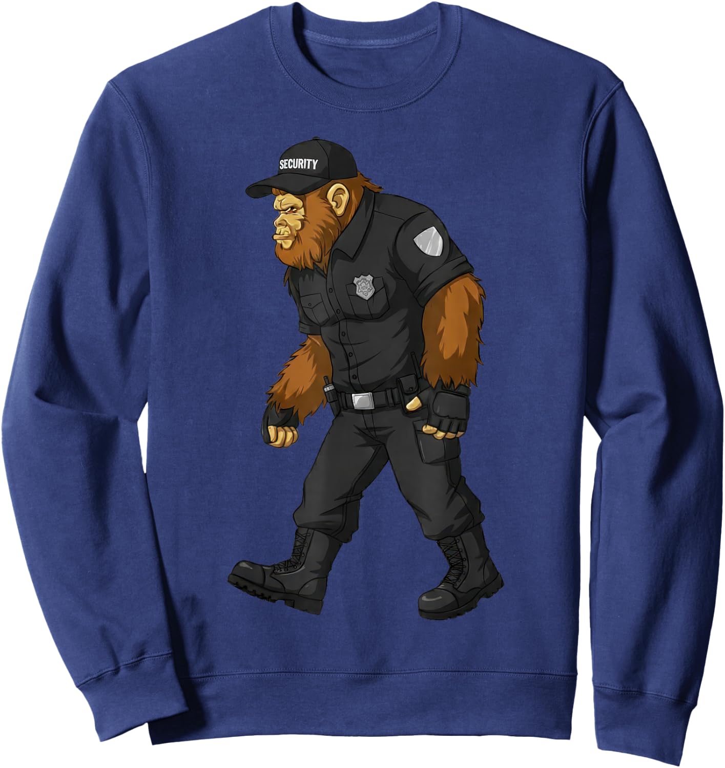Bigfoot Security Guard Patrol Funny Sasquatch Lover Watching Sweatshirt - Sweatshirt | Navy