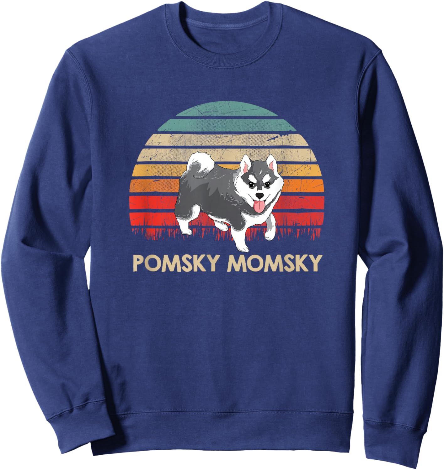 Retro Vintage Pomsky Momsky Pet Pomsky Mommy Sweatshirt - Sweatshirt | Navy