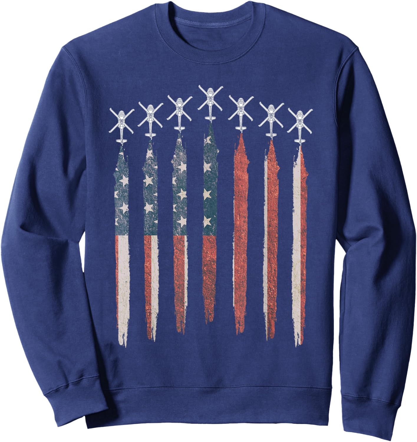Blackhawk Helicopter American Flag Contrails UH60 Blackhawk Women Men Sweatshirt - Sweatshirt | Navy