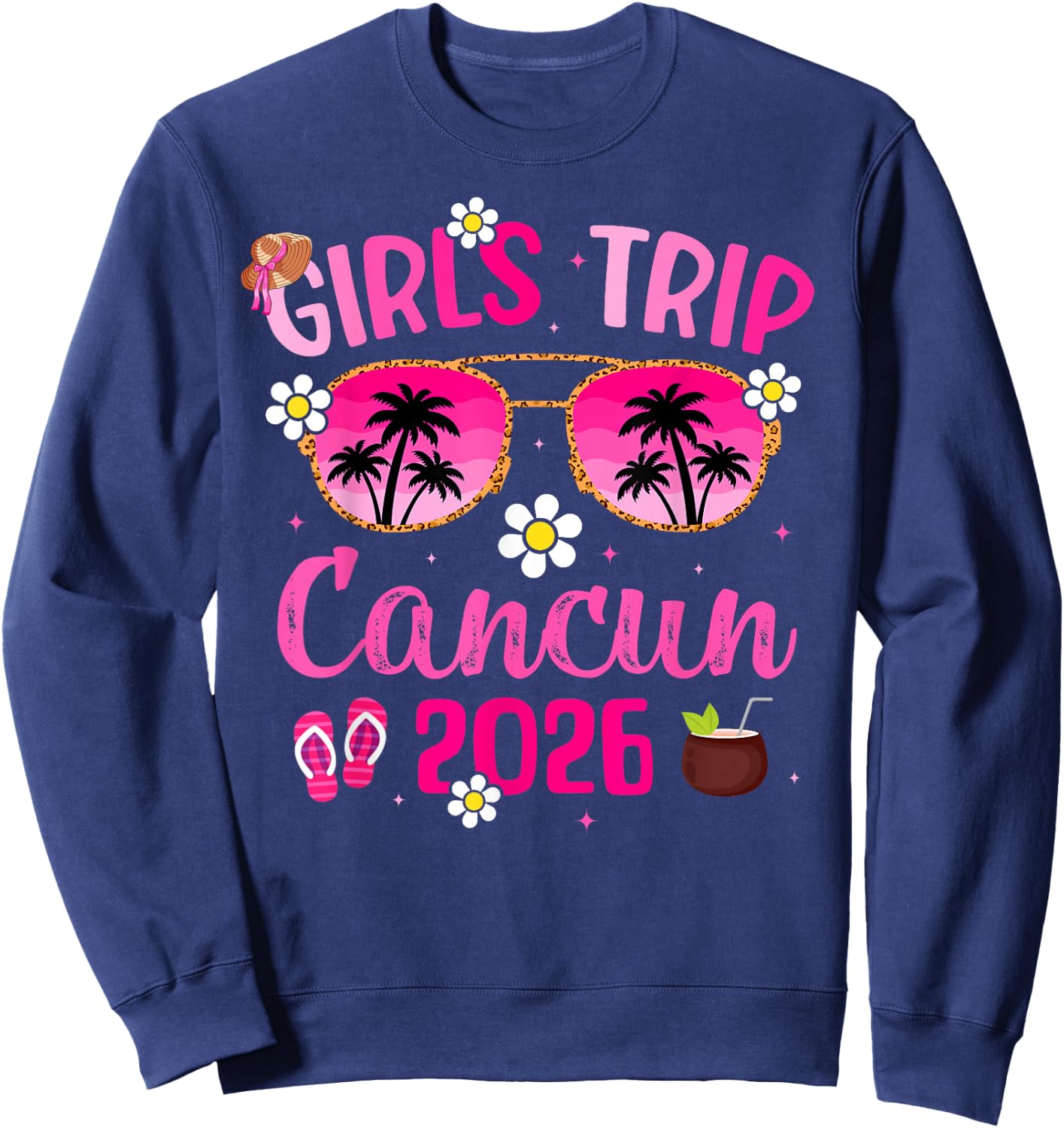 Girl’s Trip Cancun 2026 Besties Cancun, Mexico Vacation Sweatshirt - Sweatshirt | Navy