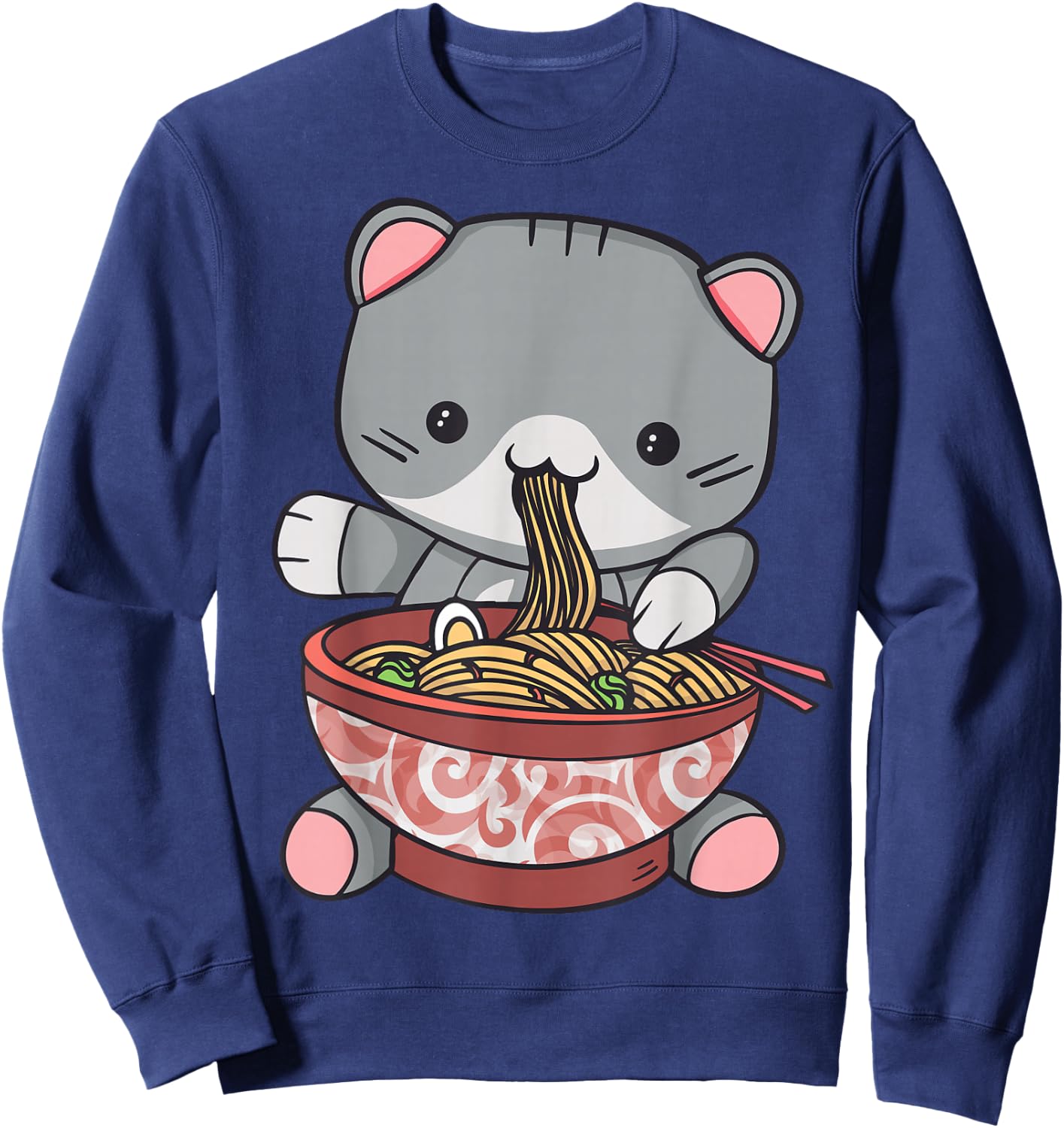 Ramen Cat Japanese Kawaii Anime Lover Sweatshirt - Sweatshirt | Navy