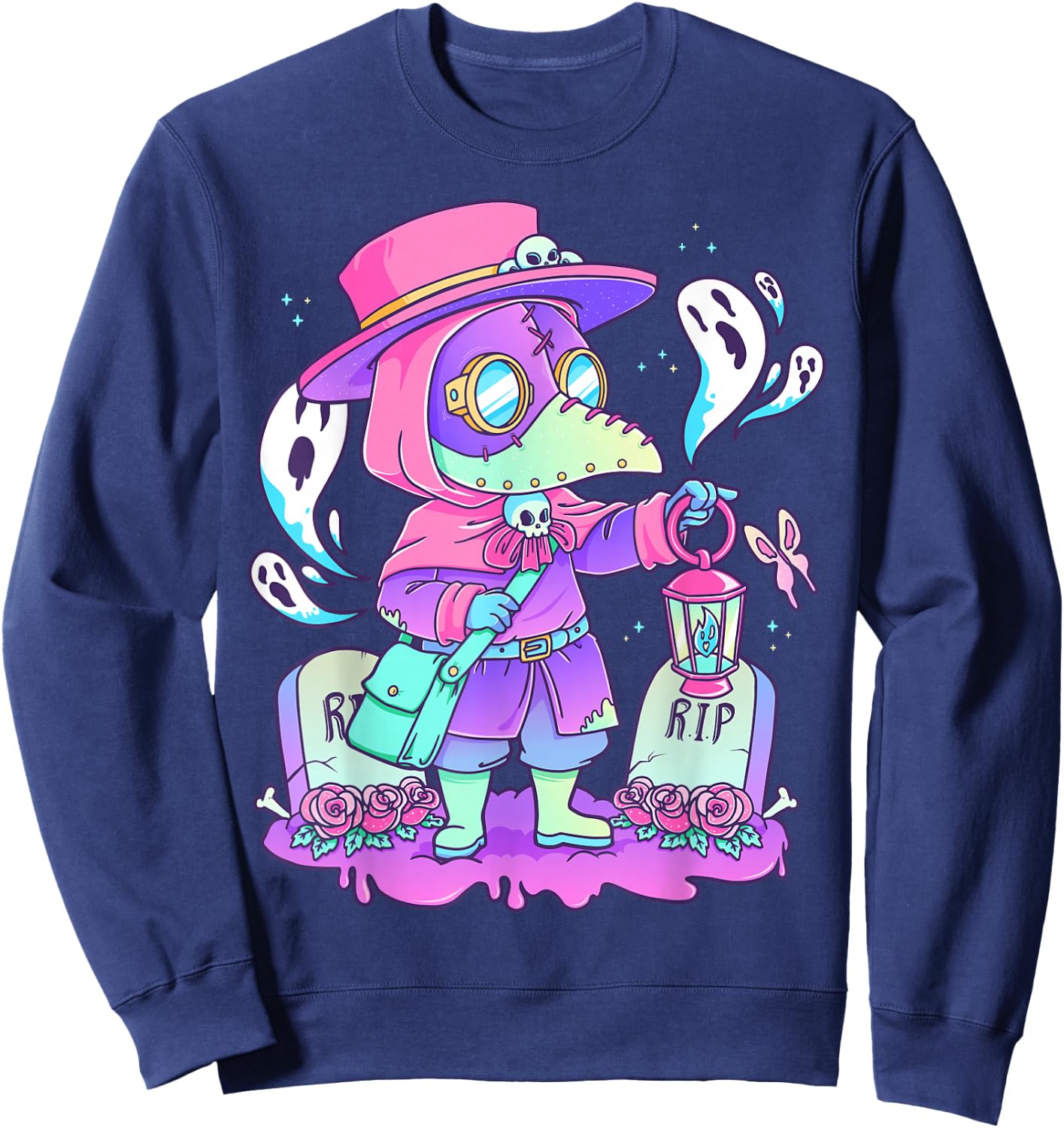 Pastel Goth Cute Creepy Plague Doctor Kawaii Menhera Wiccan Small Sweatshirt - Sweatshirt | Navy