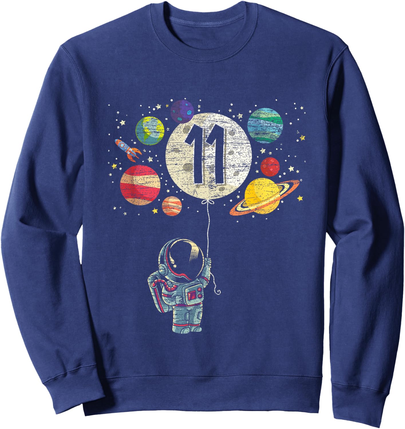 11 Years Old Birthday Boy Gifts Astronaut 11th Birthday Sweatshirt - Sweatshirt | Navy