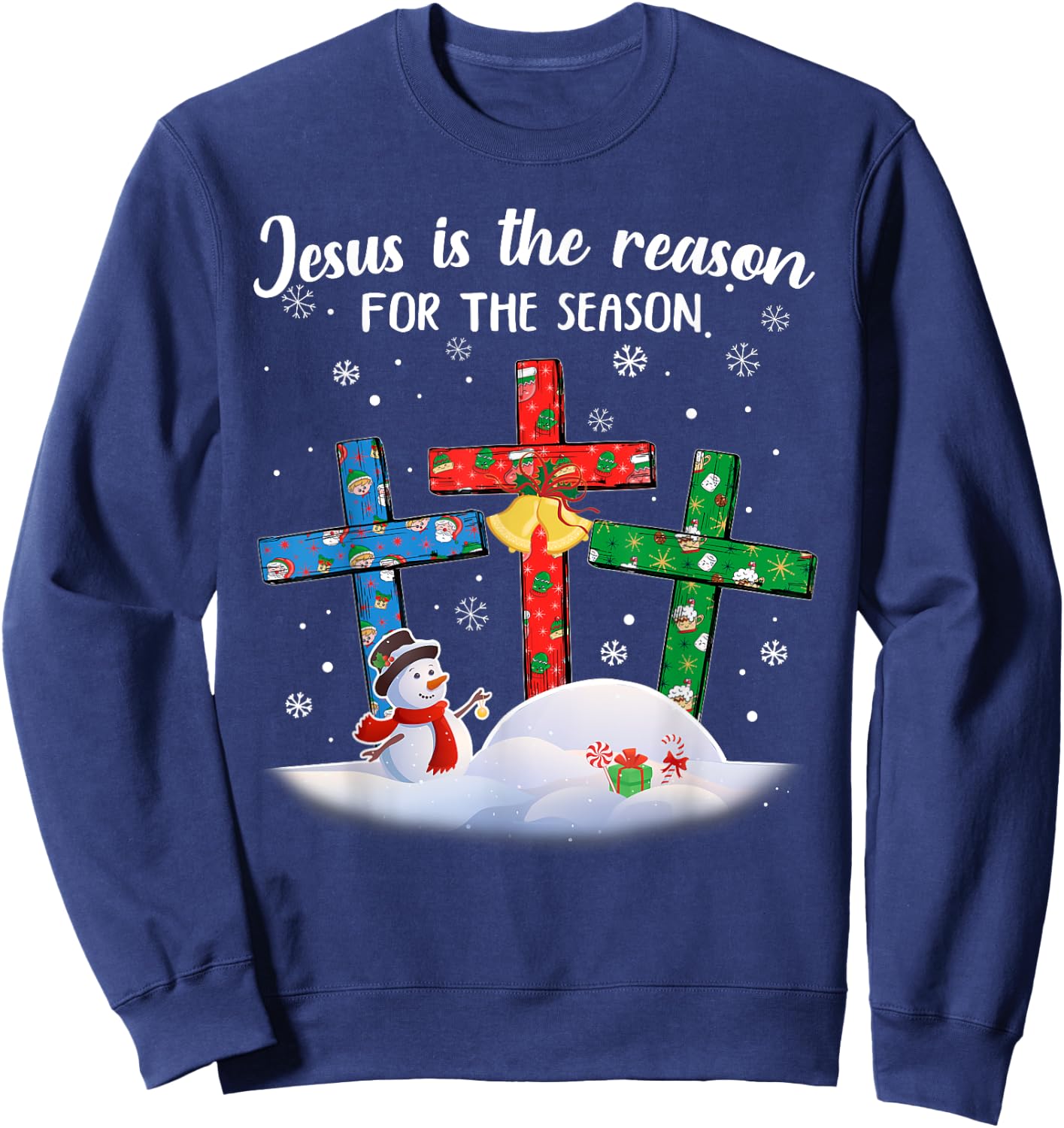 Jesus Is The Reason For The Season Christian Christmas Xmas Sweatshirt - Sweatshirt | Navy