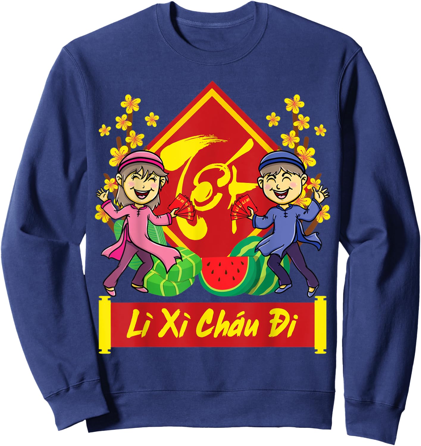 Li Xi Me Please | Funny Kids Vietnamese New Year 2022 Sweatshirt - Sweatshirt | Navy