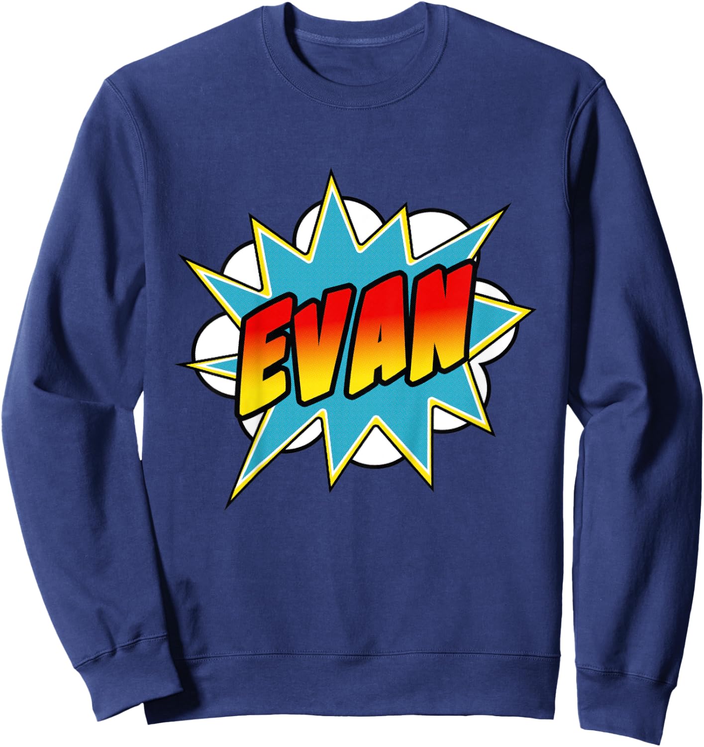 Kids Boys Evan Comic Book Superhero Name Sweatshirt - Sweatshirt | Navy
