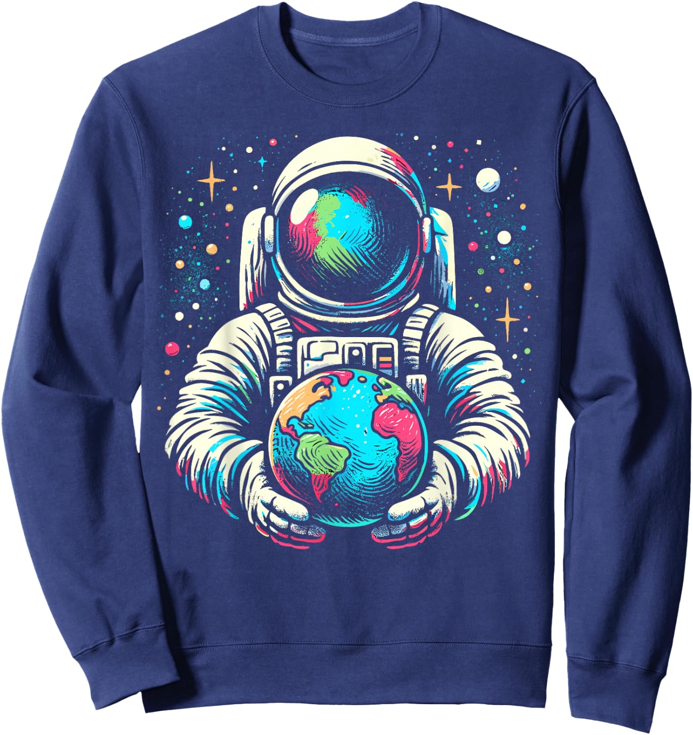 Space Graphic Funny Astonaut holding Space Sweatshirt - Sweatshirt | Navy