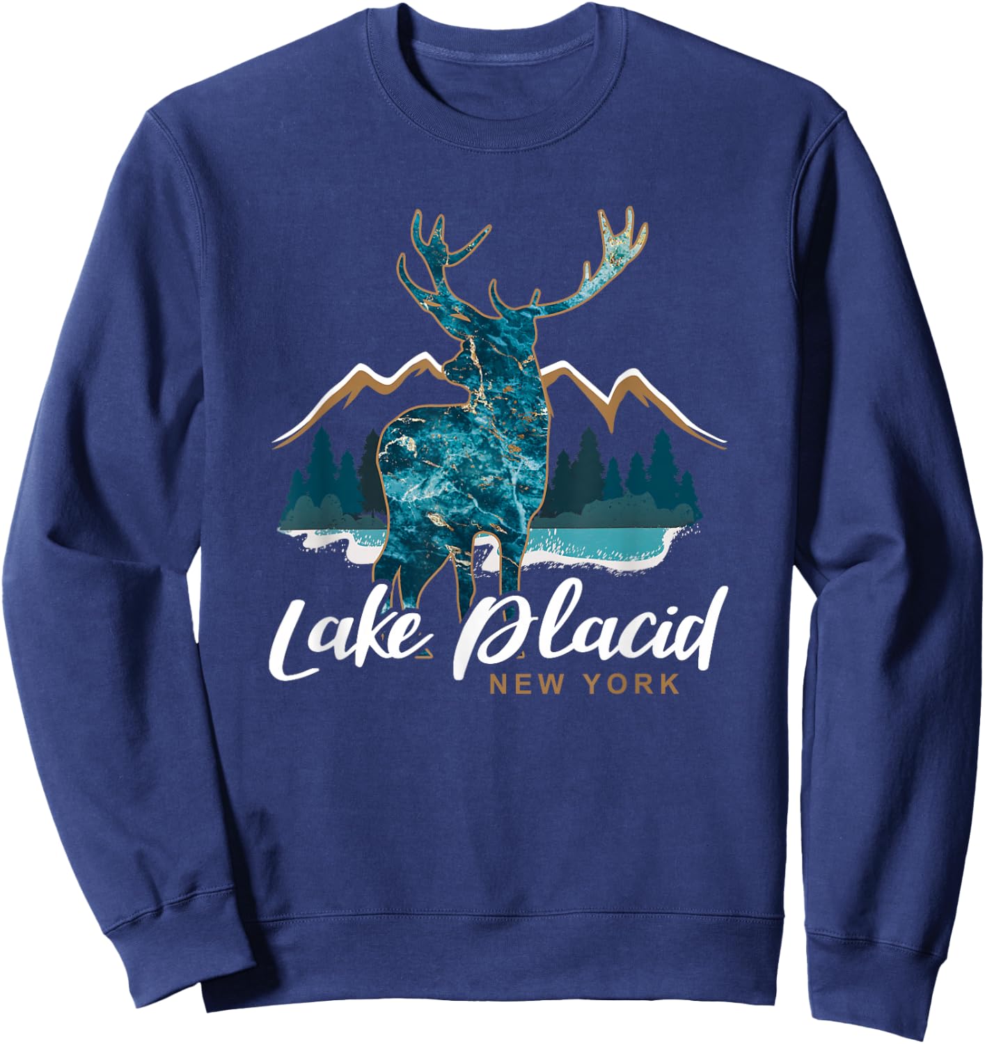 Lake Placid New York USA Adirondack Mountains Souvenir Sweatshirt - Sweatshirt | Navy