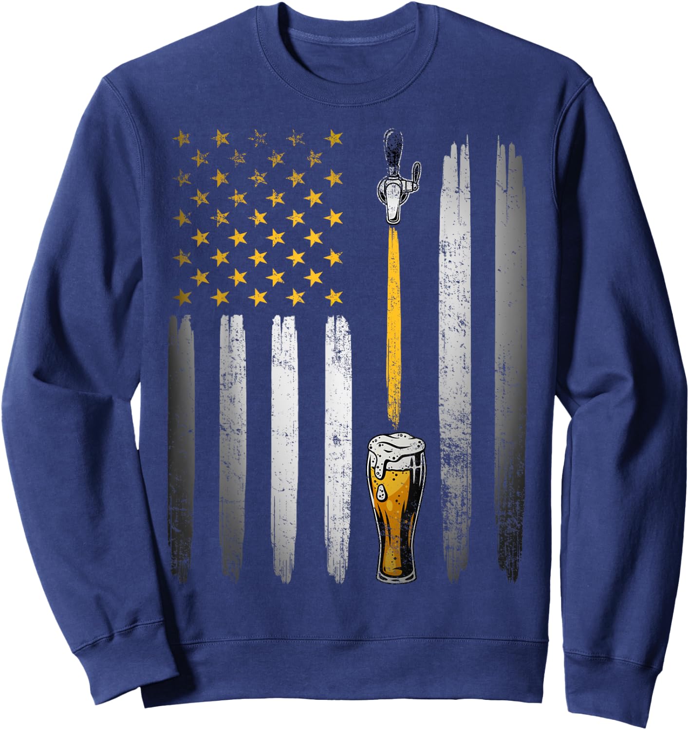 Retro USA US American Flag Beer Craft Brewer Craft Beer Men Sweatshirt - Sweatshirt | Navy