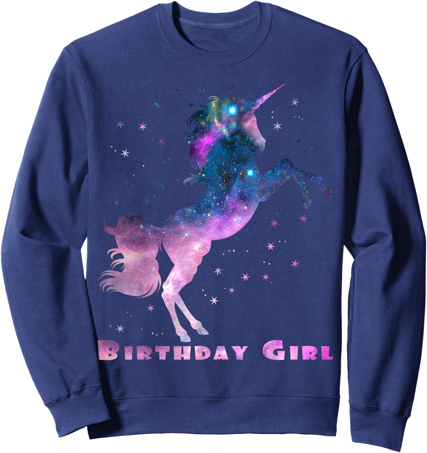Space Unicorn Birthday Girl Galaxy Unicorn Cute Teens Kids Sweatshirt - Sweatshirt | Navy