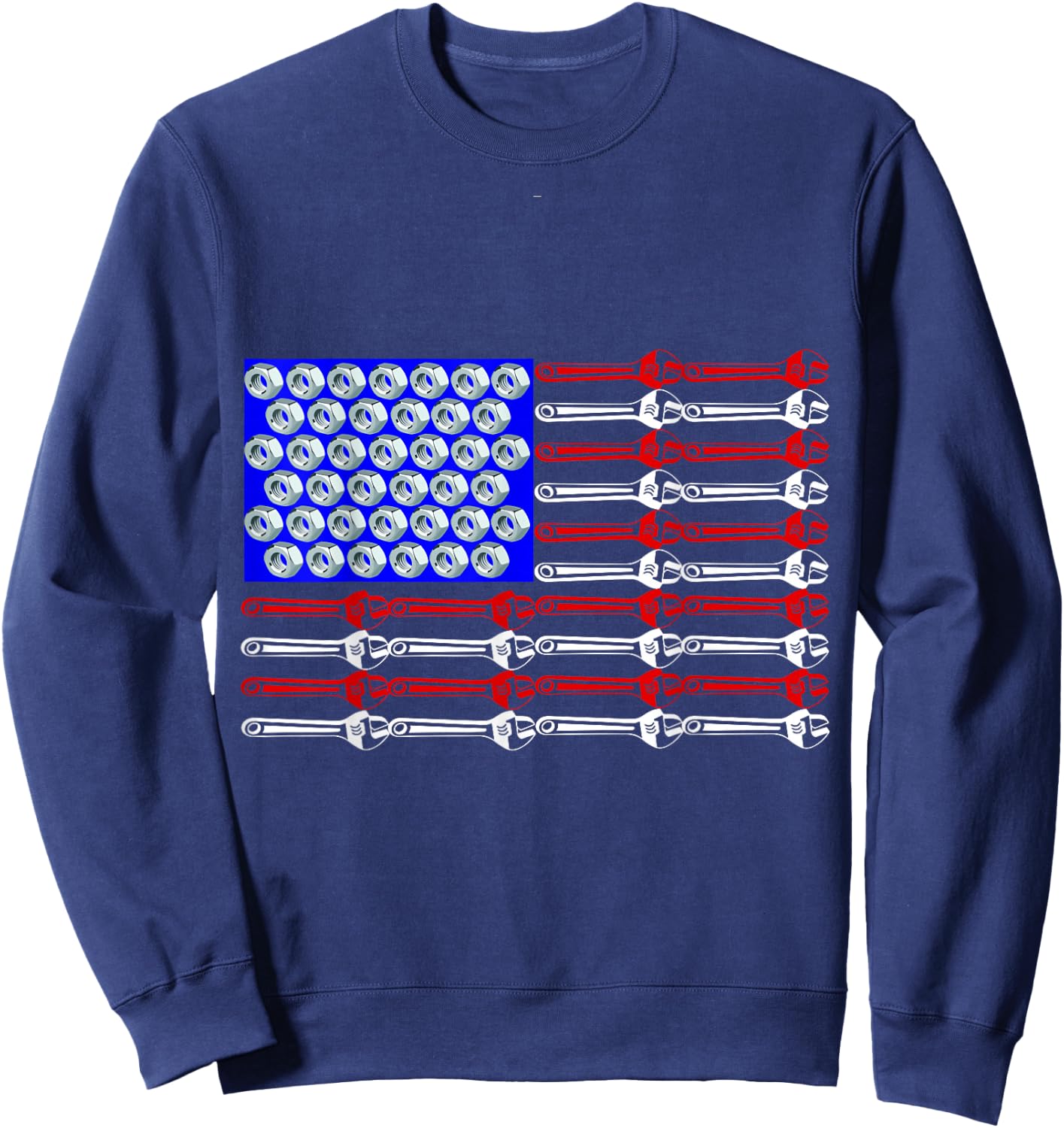 Mechanic Proud American Patriotic USA Flag of Tools Sweatshirt - Sweatshirt | Navy