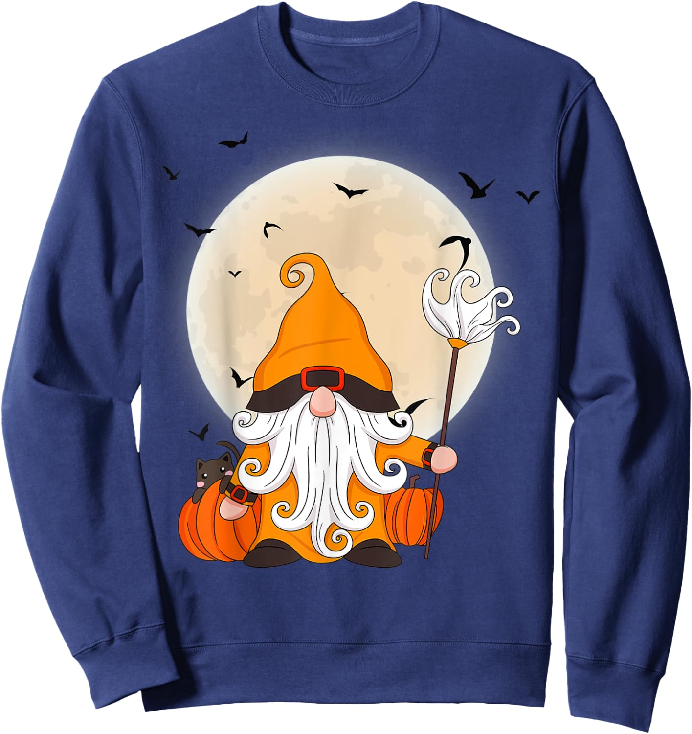 halloween cat gnome cute Gnome Halloween Costume Pumpkin Men Women Kids Sweatshirt - Sweatshirt | Navy