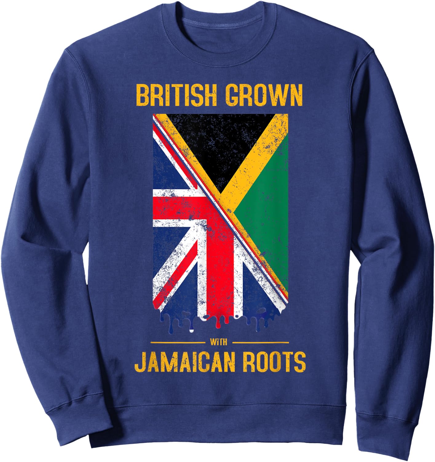 Jamaican Flag With Union Jack Design & British Caribbean Sweatshirt - Sweatshirt | Navy