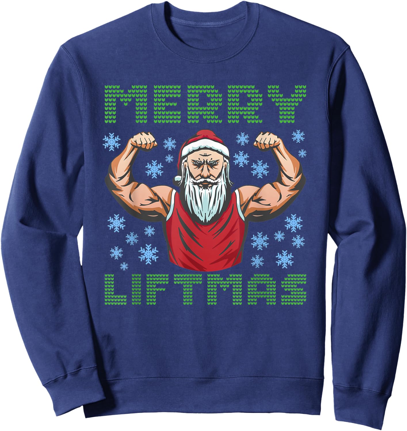 Gym Workout Pumping Santa Merry Liftmas Sweatshirt - Sweatshirt | Navy