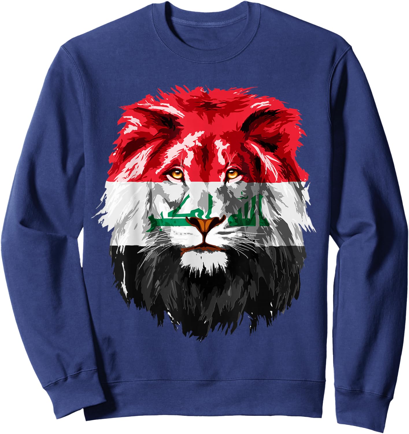 Iraqi Flag Iraq Pride Lion Face Iraq Flag Sweatshirt - Sweatshirt | Navy