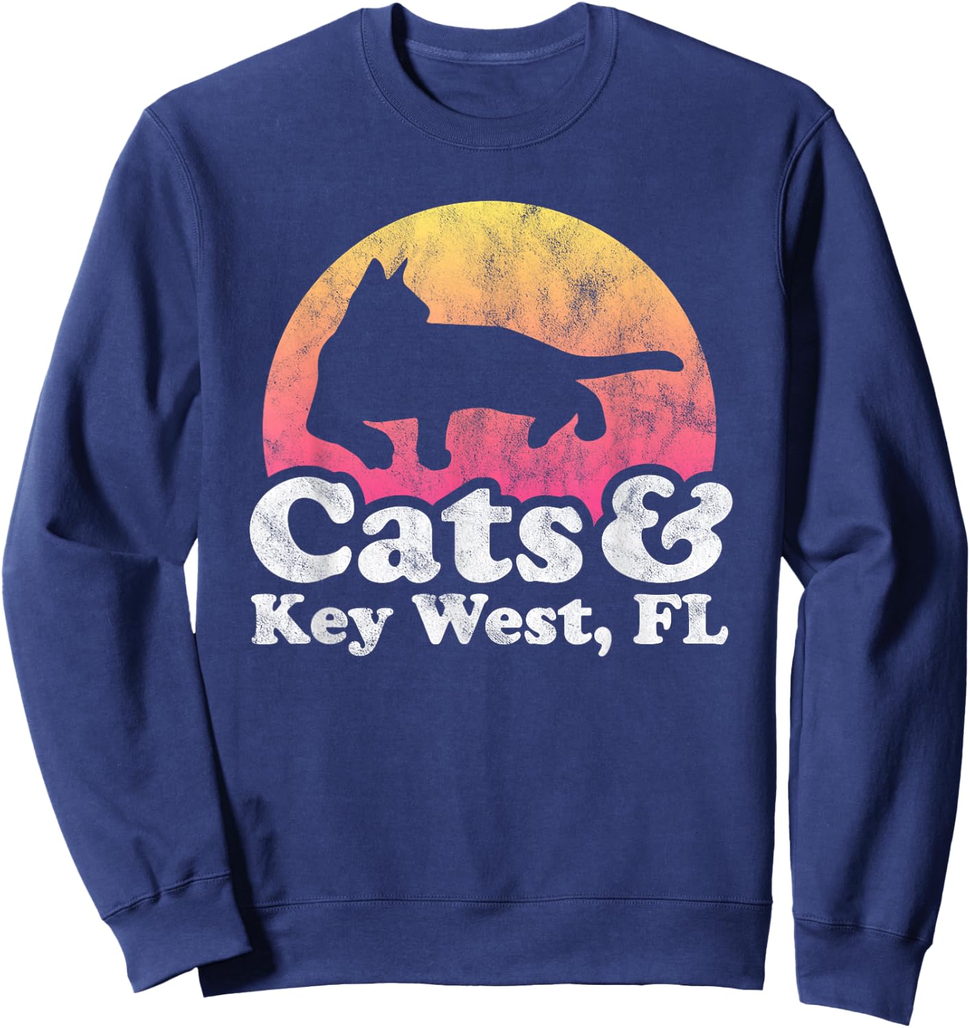 Cats and Key West, FL Men's or Women's Cat and Florida Sweatshirt - Sweatshirt | Navy