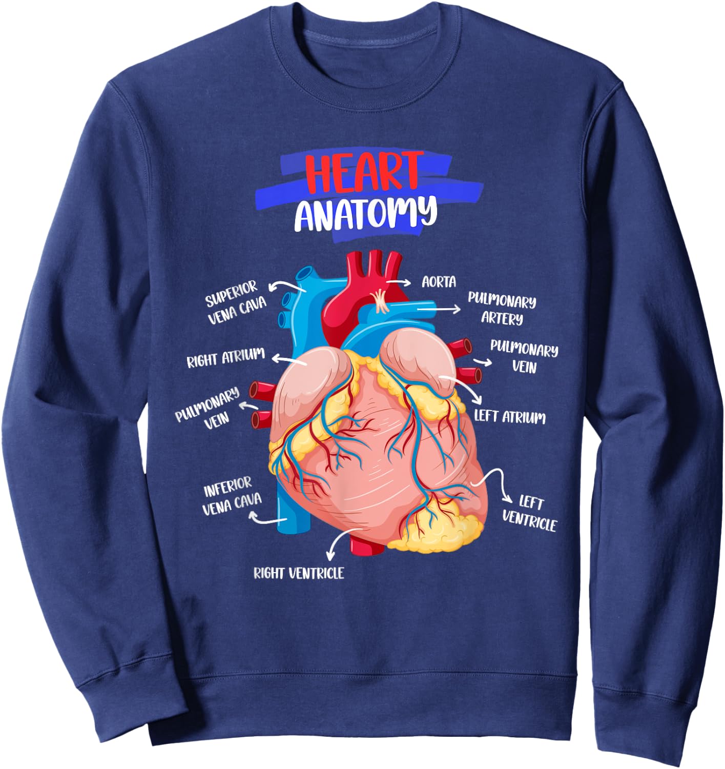 Anatomy Human Heart Anatomical Cardiac Heart Doctor Medical Sweatshirt - Sweatshirt | Navy