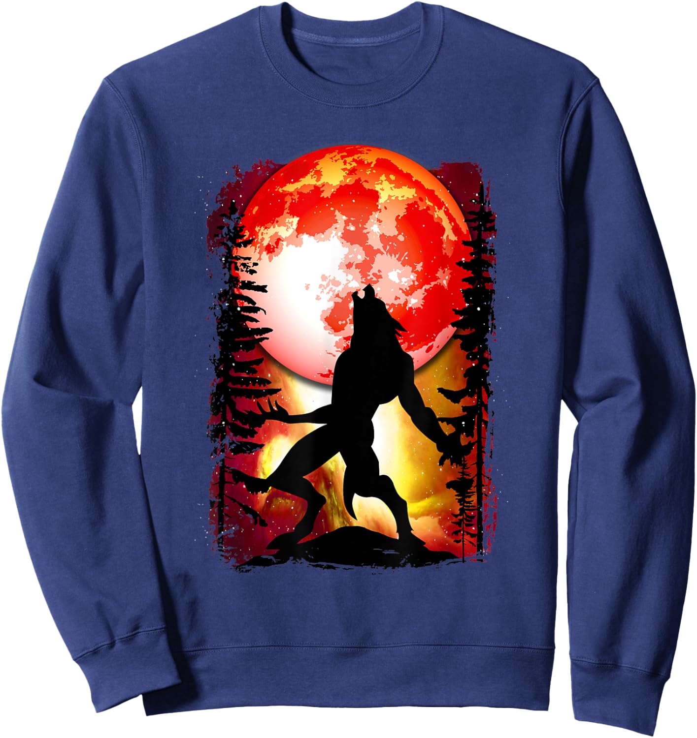 Werewolf Red Blood Full Moon Lycan Horror Halloween Sweatshirt - Sweatshirt | Navy