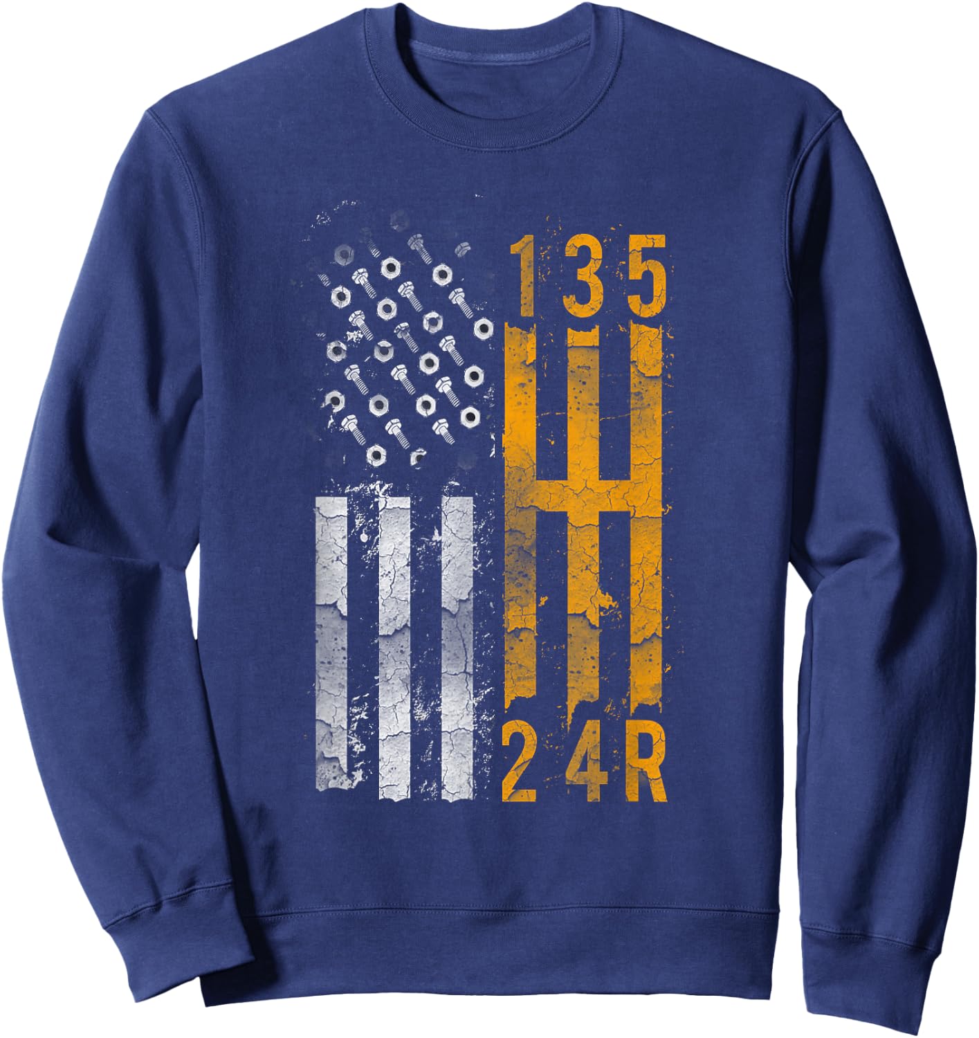 Stick Shift American Flag Muscle Car Mechanic Auto Shop Sweatshirt - Sweatshirt | Navy