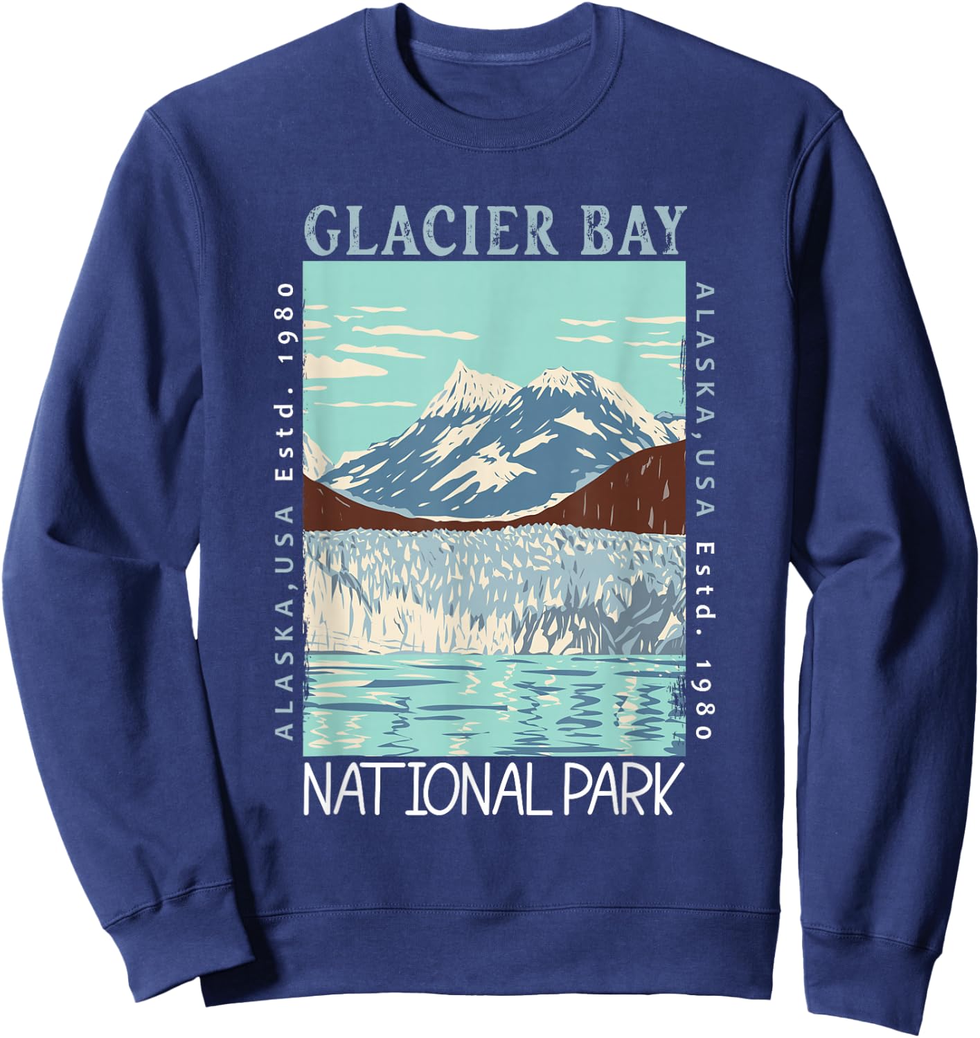 Glacier Bay National Park Alaska Distressed Vintage Sweatshirt - Sweatshirt | Navy