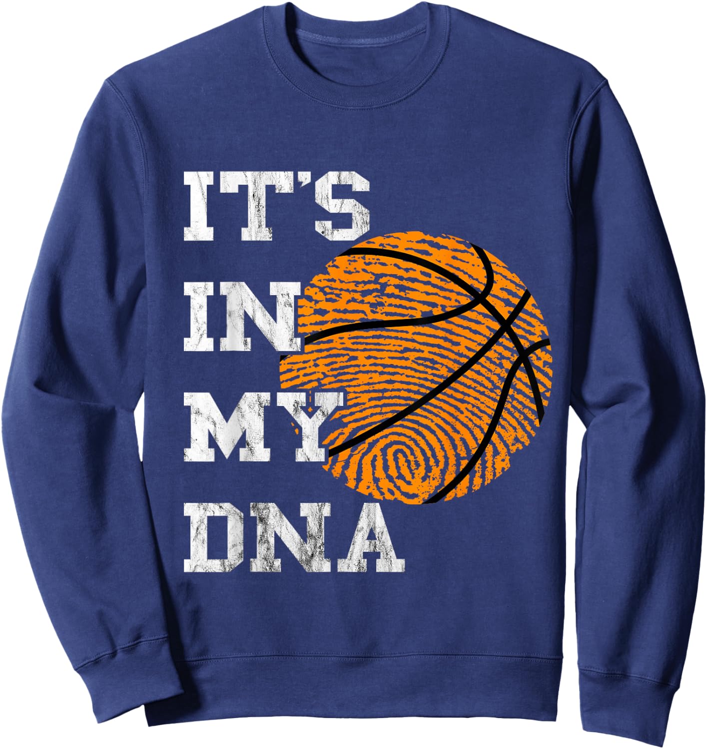 Basketball It's In My DNA Fingerprint Playing Basketball Sweatshirt - Sweatshirt | Navy