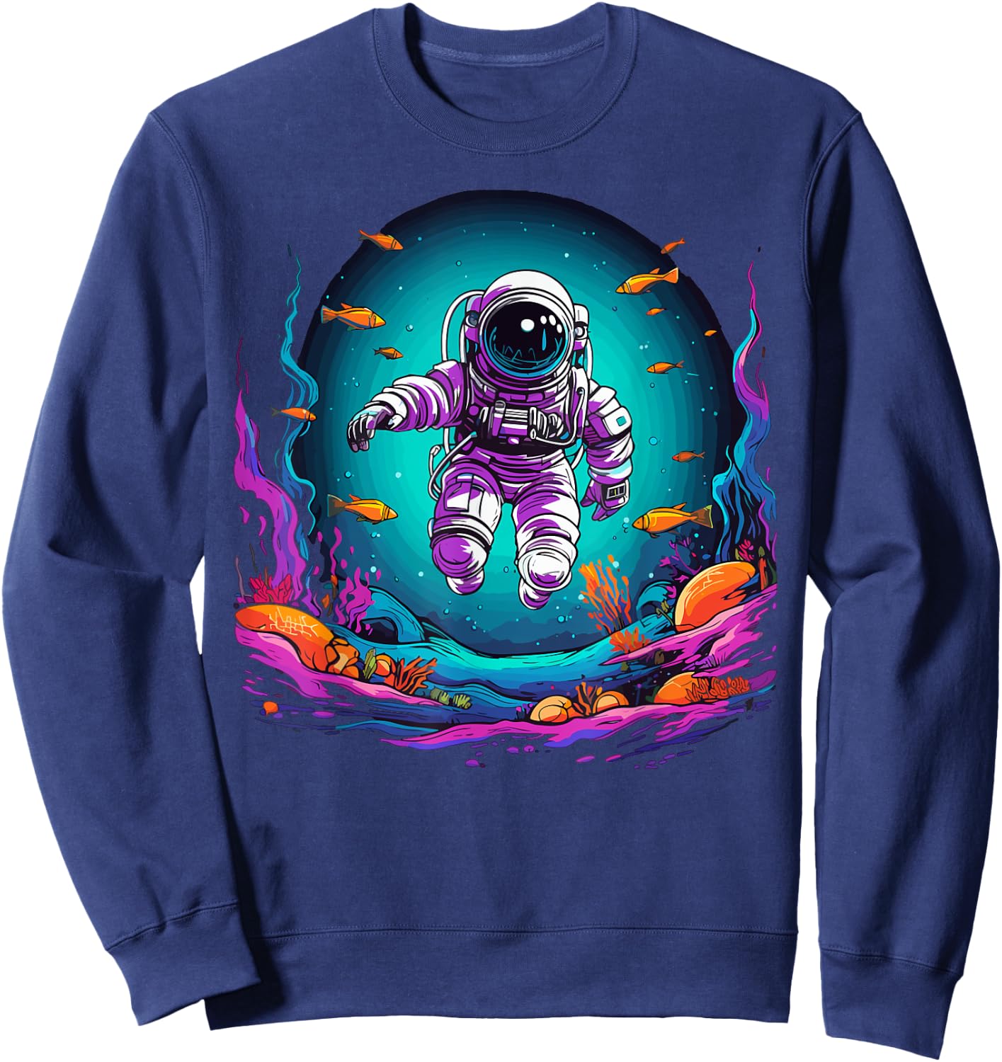 Astronaut Flying Under Ocean Water Astronaut Sweatshirt - Sweatshirt | Navy