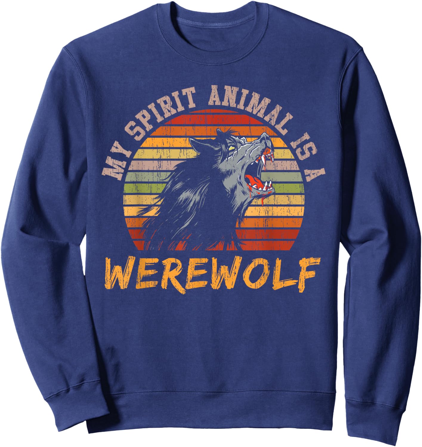 Werewolf Full Moon Vintage Werewolf Sweatshirt - Sweatshirt | Navy