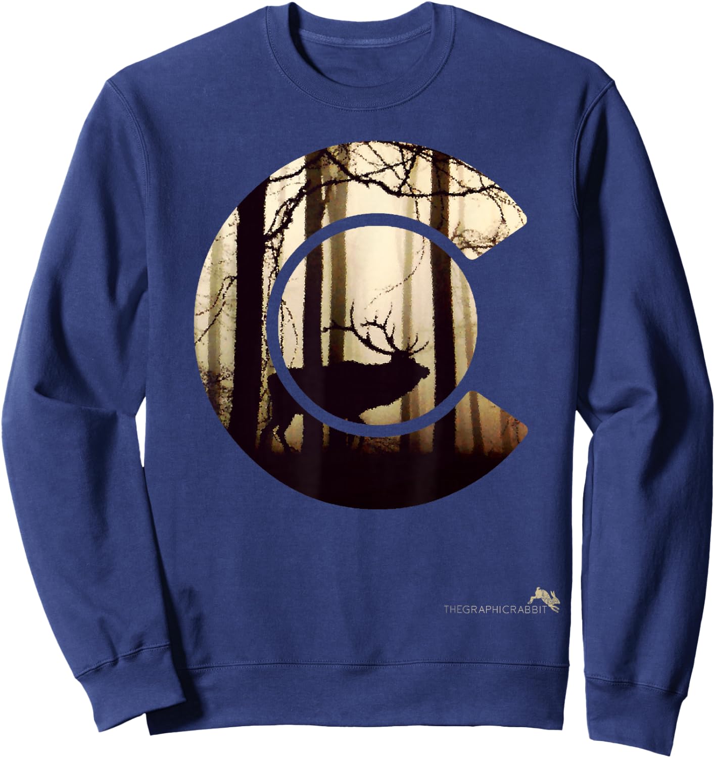Colorado Flag Logo Elk Hunting Shirt Men Sweatshirt - Sweatshirt | Navy
