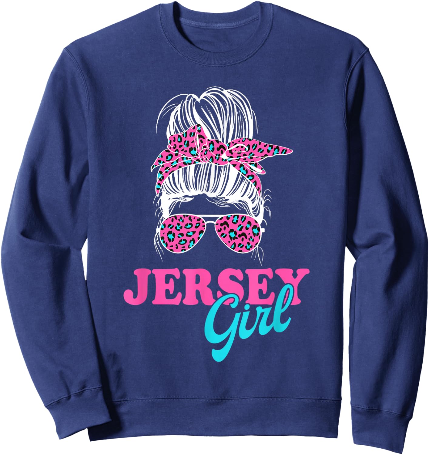 Jersey Girl Messy Bun Sweatshirt - Sweatshirt | Navy