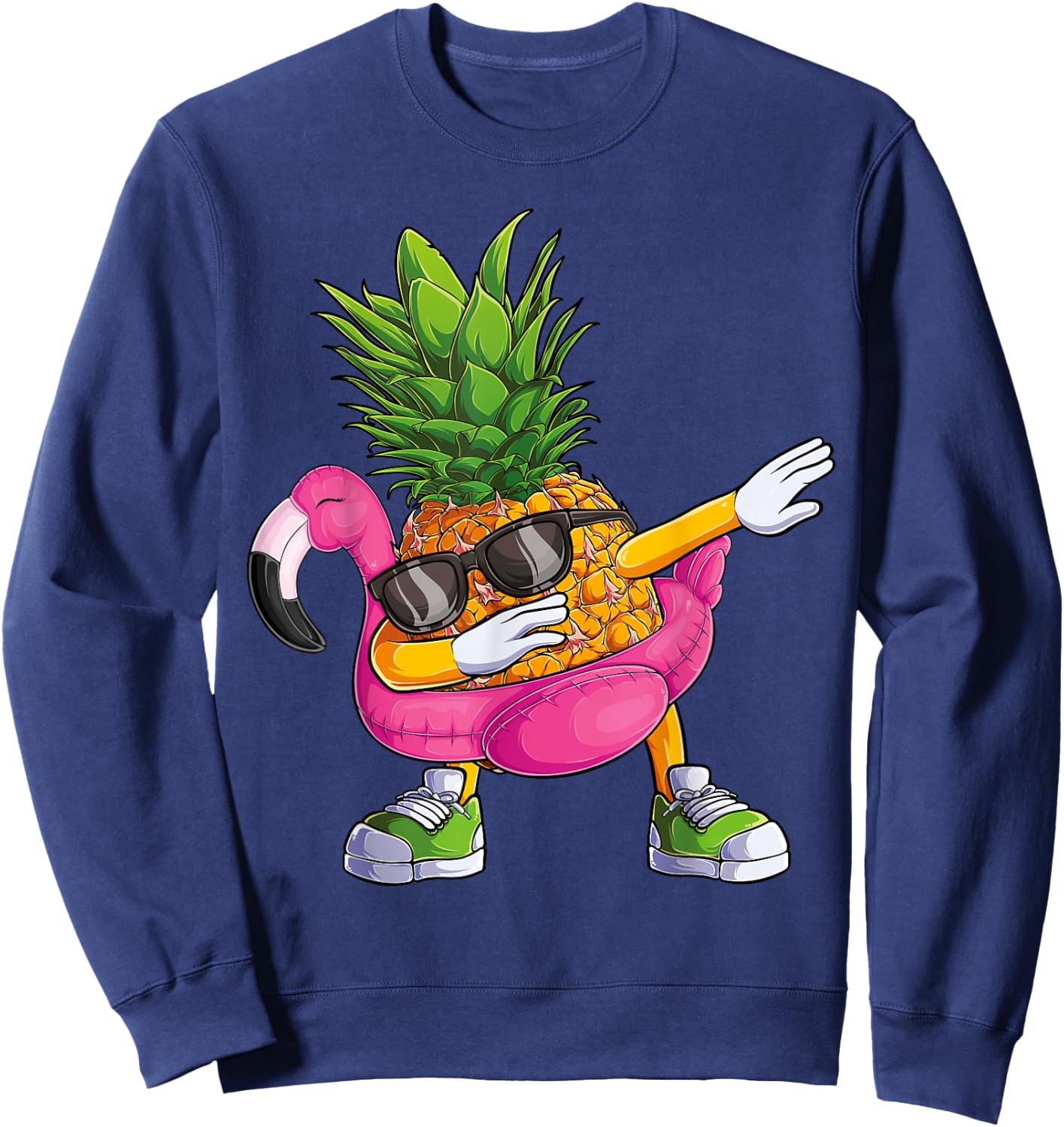 Dabbing Pineapple Flamingo Tropical Aloha Beach Hawaiian Sweatshirt - Sweatshirt | Navy