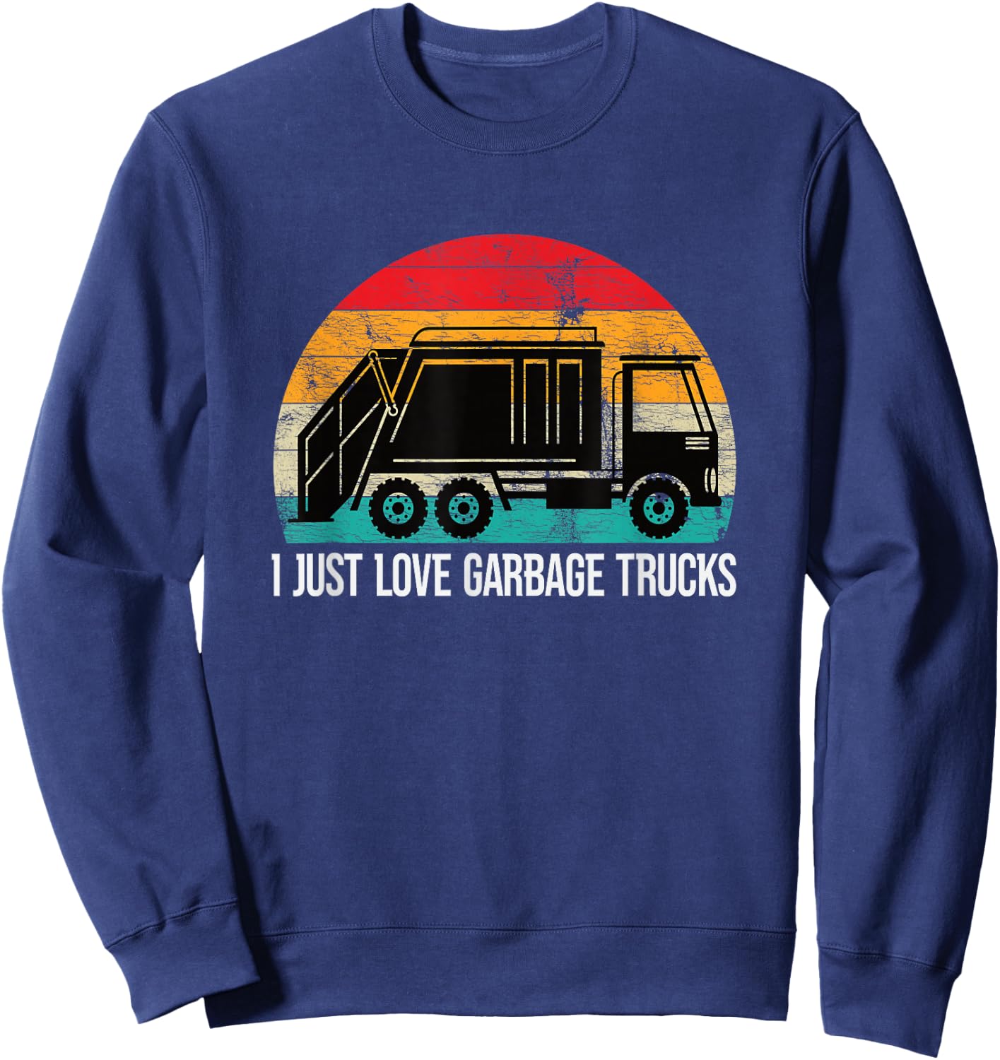 Ich liebe Müllwagen Retro Recycling Bin Truck Sweatshirt - Sweatshirt | Navy