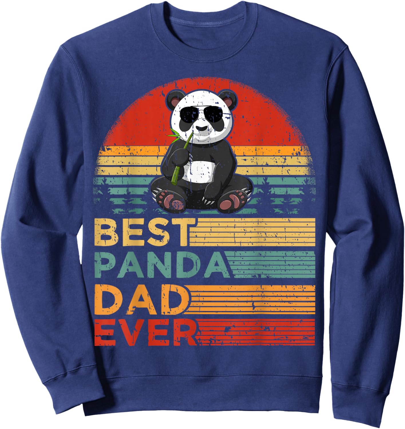 Best Panda Dad Ever Funny Vintage Panda Father's Day Sweatshirt - Sweatshirt | Navy