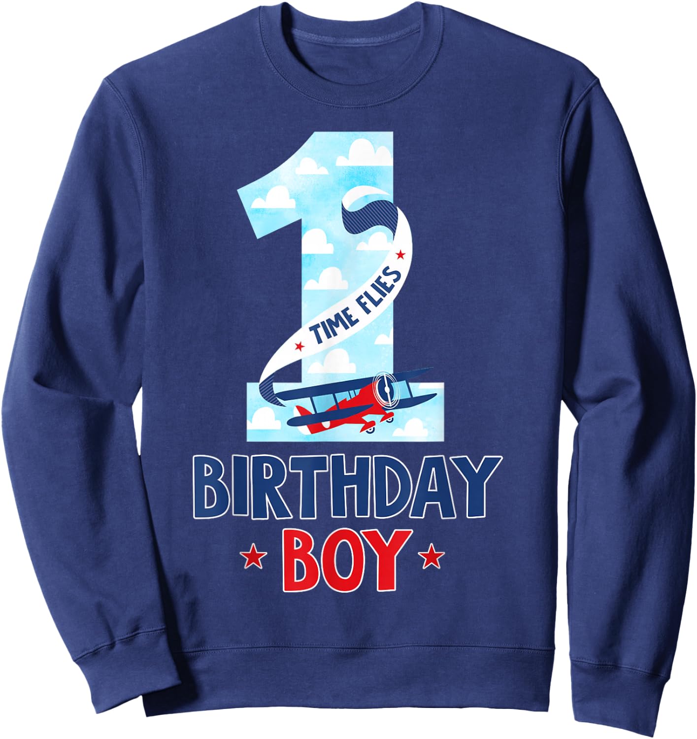 1 Year Old Birthday Outfit Boy Airplane Pilot 1st Bday Sweatshirt - Sweatshirt | Navy