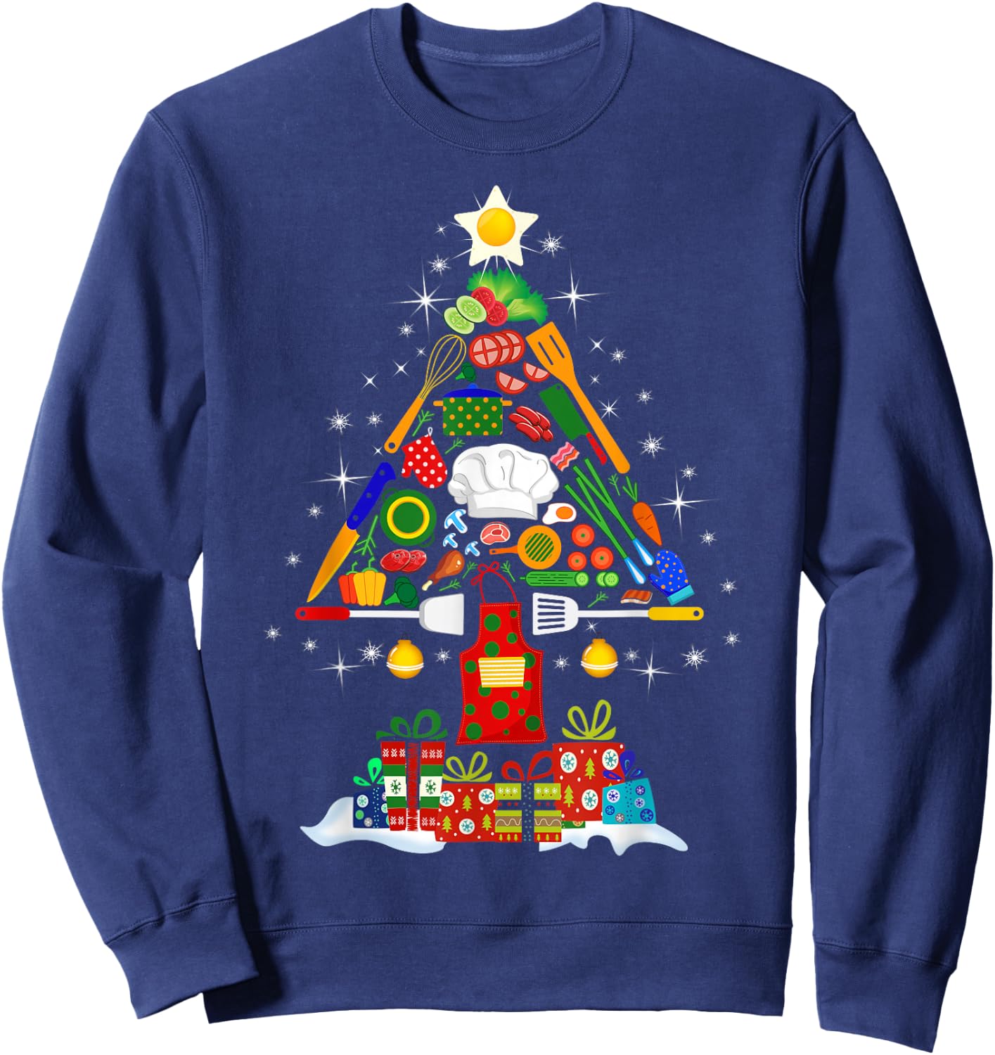 Christmas Tree Chef Cooking Novelty Funny Cook Women Sweatshirt - Sweatshirt | Navy