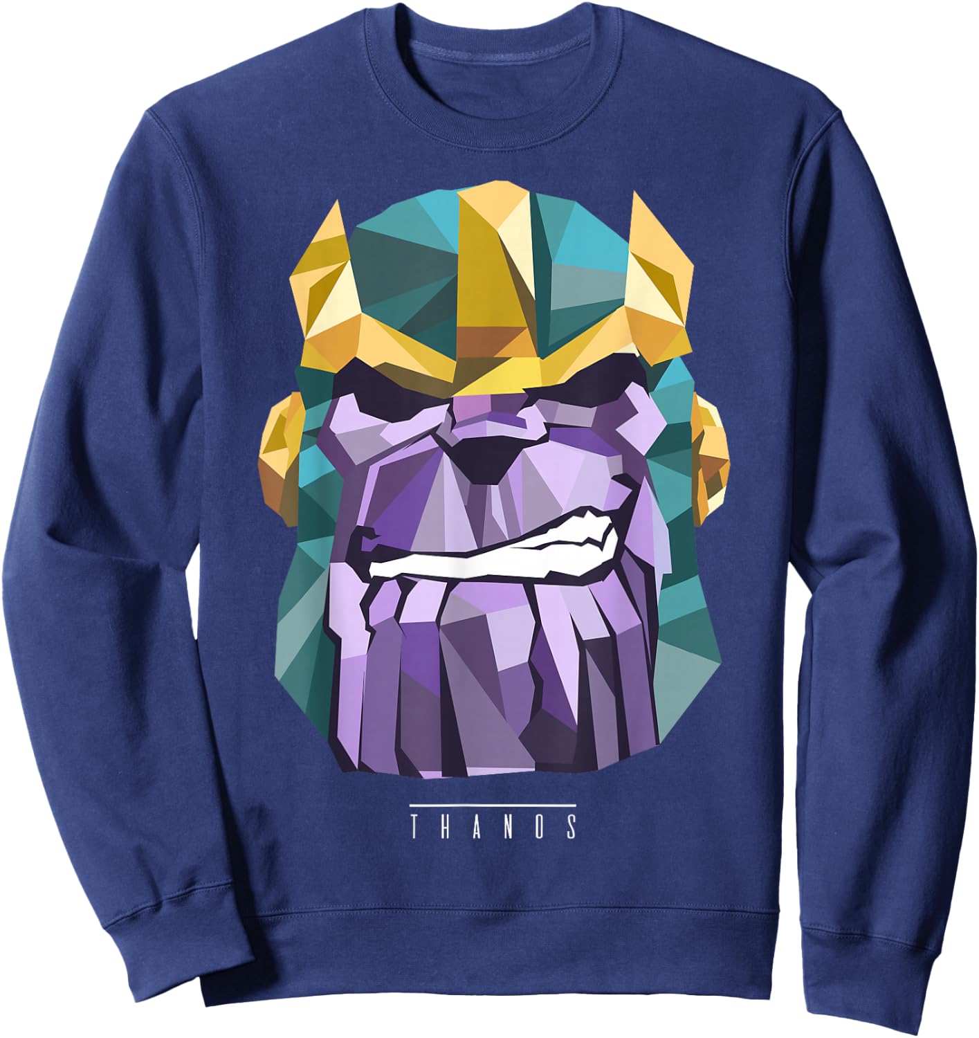 Marvel Thanos Low Poly Geometric Art Head Graphic Sweatshirt - Sweatshirt | Navy