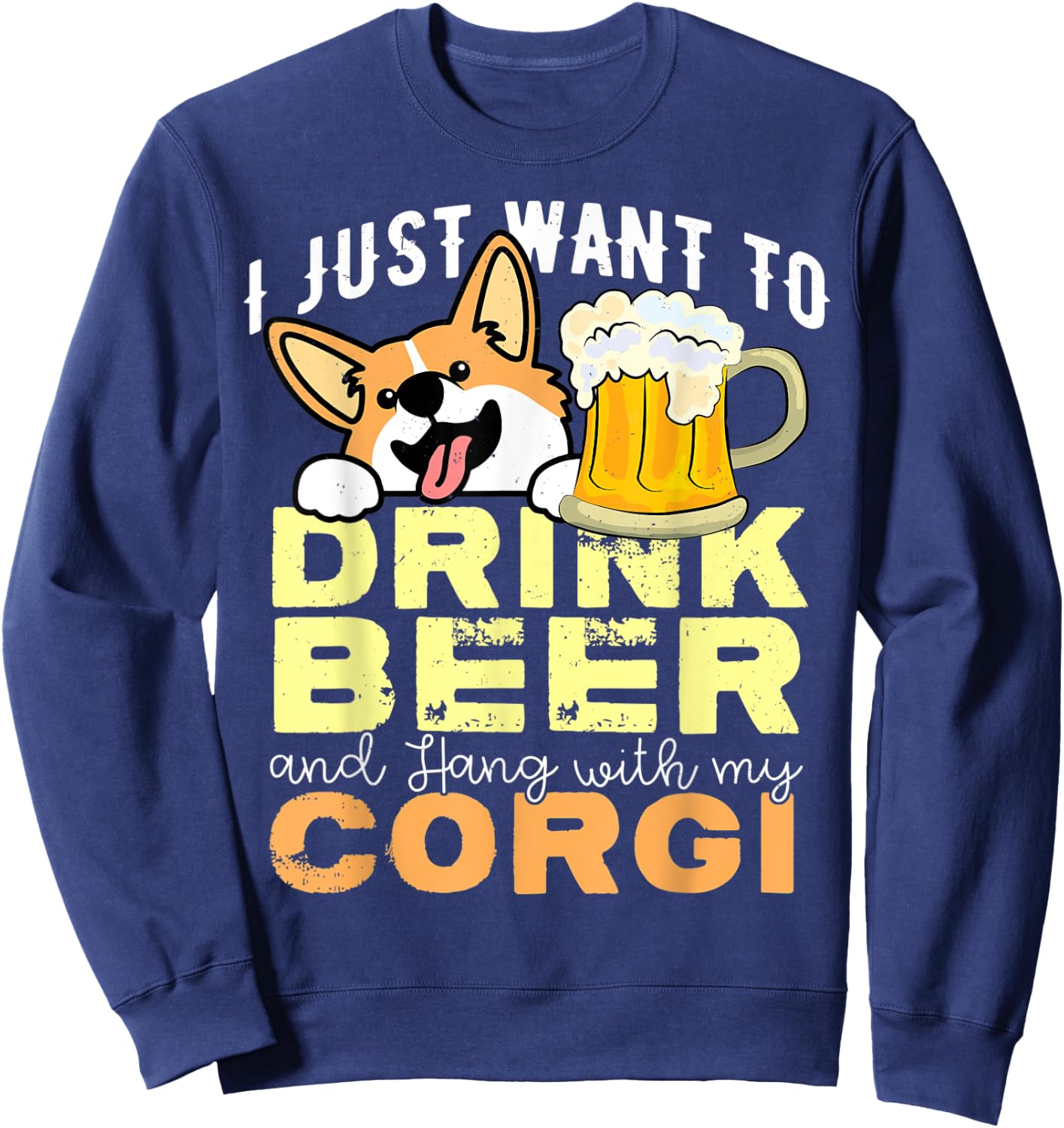 Corgi Dad Shirt Funny Father's Day Dog Lover Gift Beer Men Women Sweatshirt - Sweatshirt | Navy