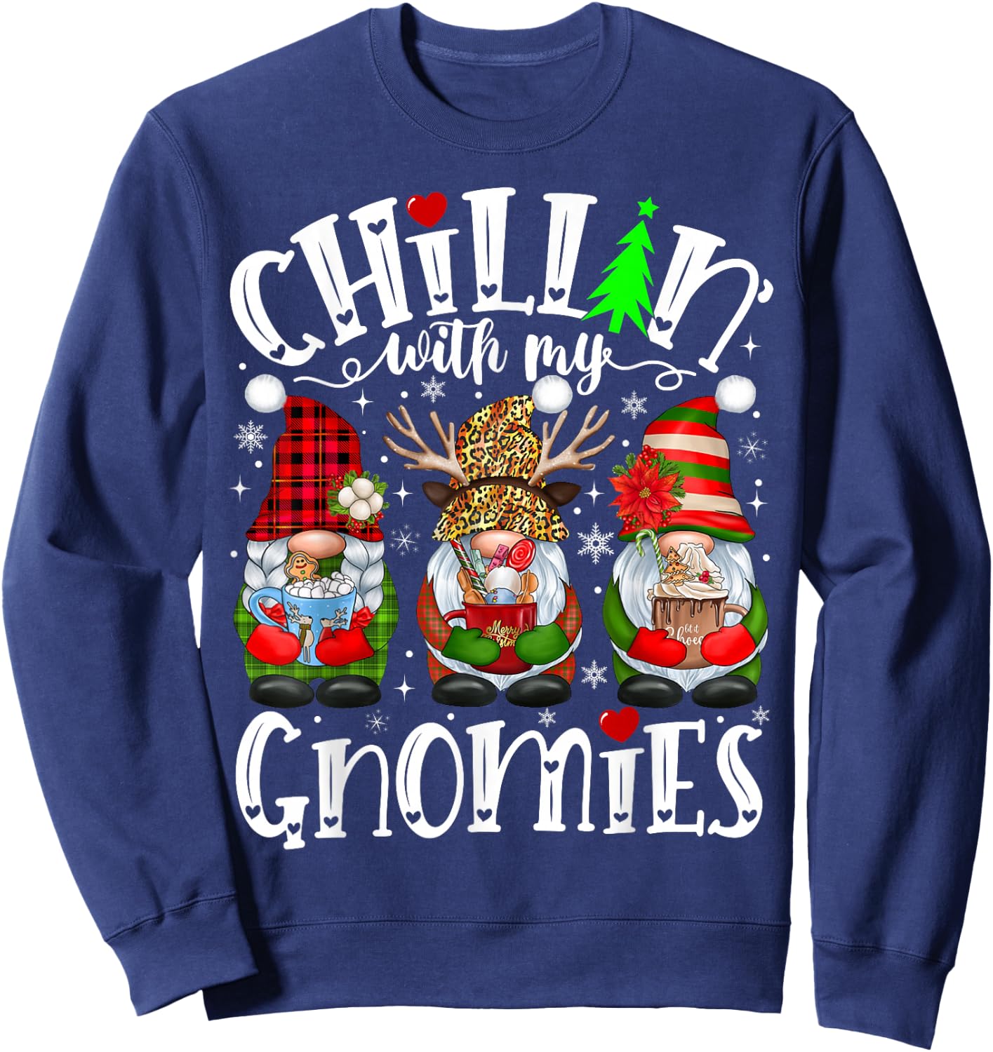 Chillin With My Gnomies Family Christmas Matching Pajamas Sweatshirt - Sweatshirt | Navy