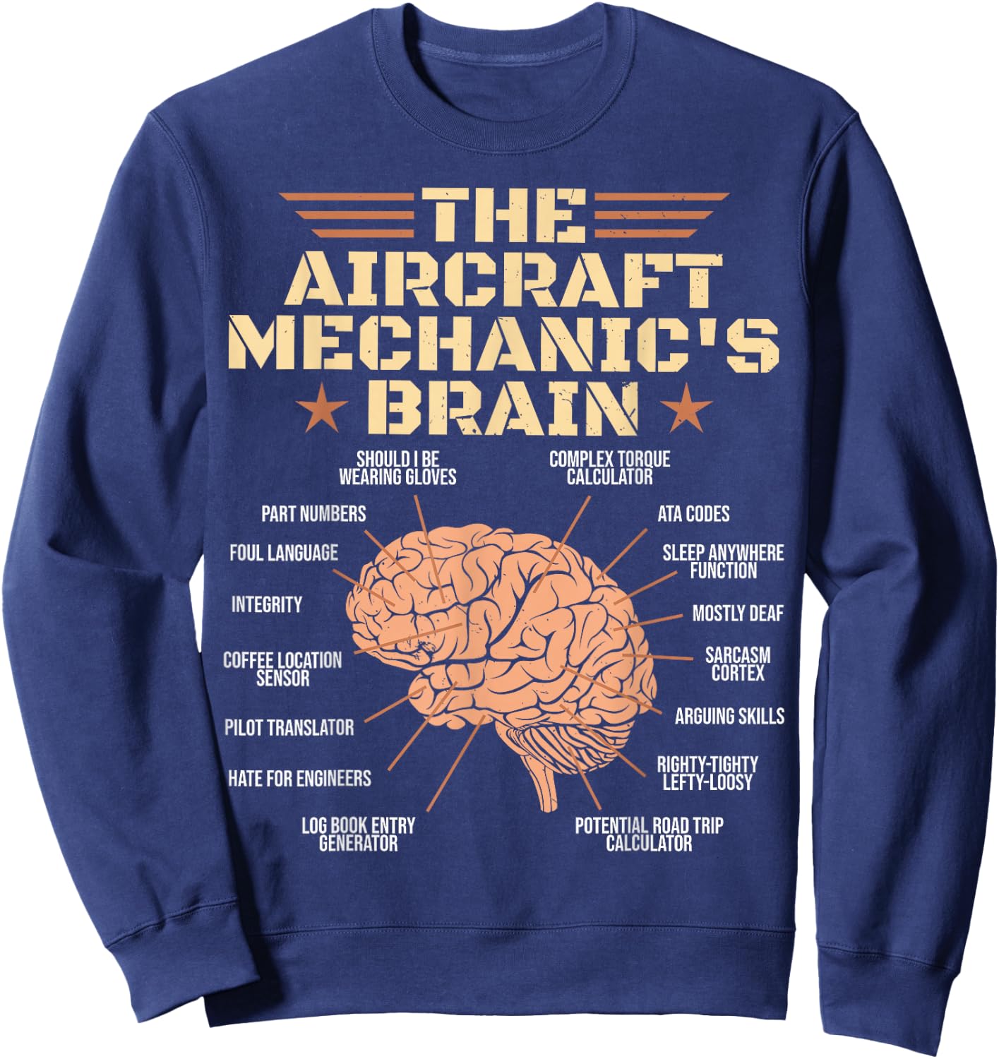 Aircraft Mechanics Brain Shirt Aviation Sweatshirt - Sweatshirt | Navy