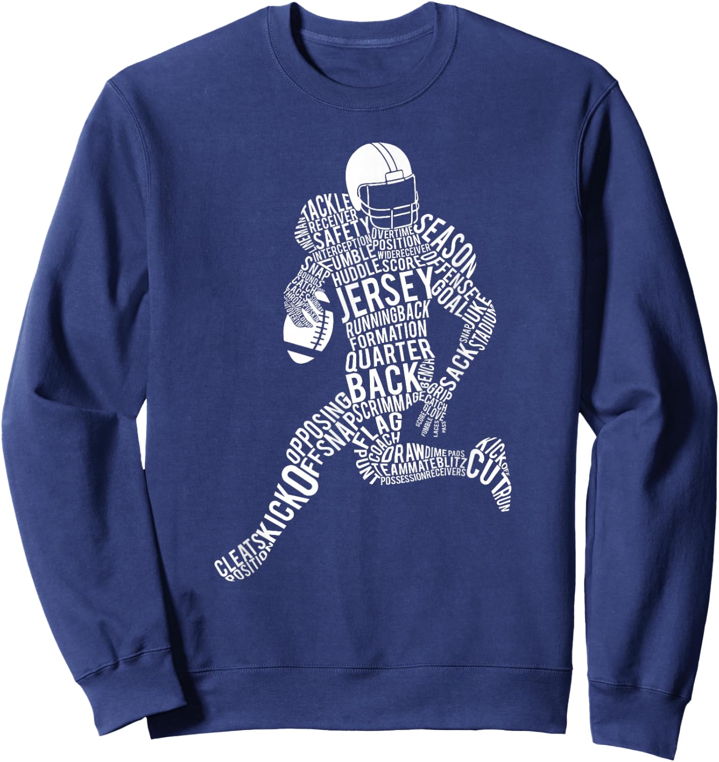 Football Player Typography Sweatshirt - Sweatshirt | Navy