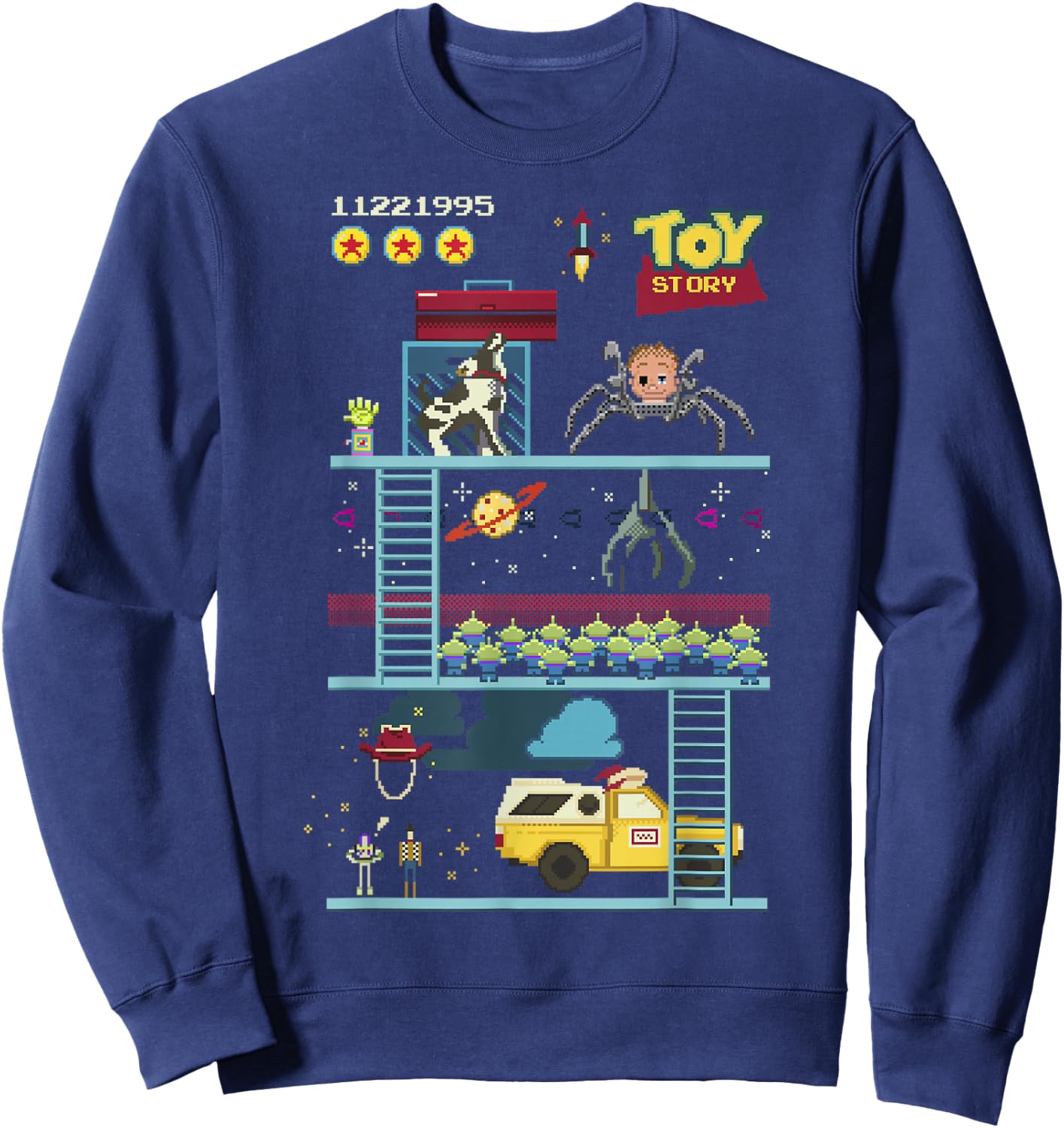 Disney Pixar Toy Story 8-Bit Video Game Scene Sweatshirt - Sweatshirt | Navy