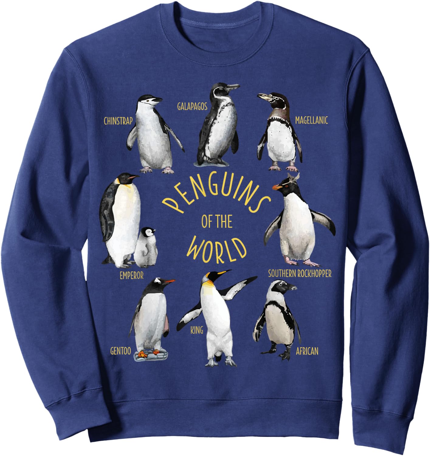 All Types Of Penguins Of The World Funny Penguin Lover Gift Sweatshirt - Sweatshirt | Navy