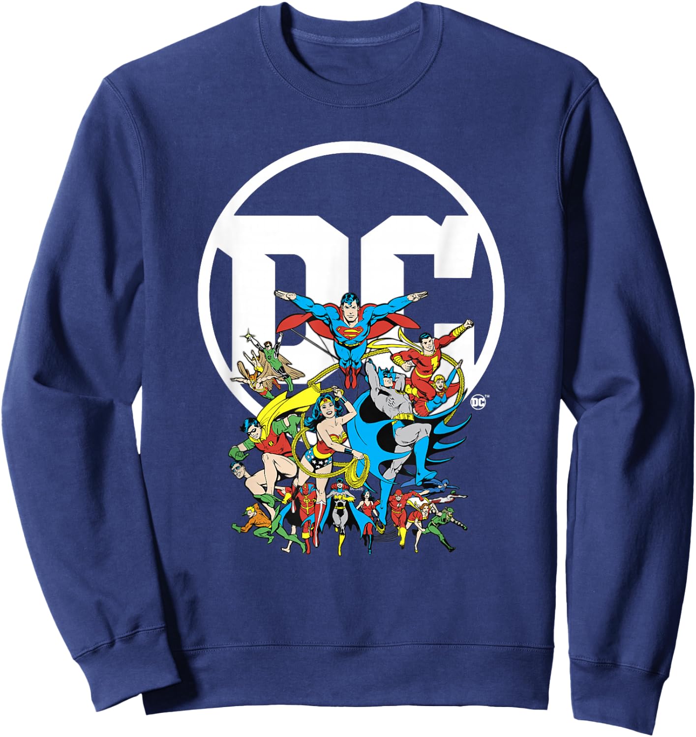 DC Comics Character Group Logo Poster Sweatshirt - Sweatshirt | Navy