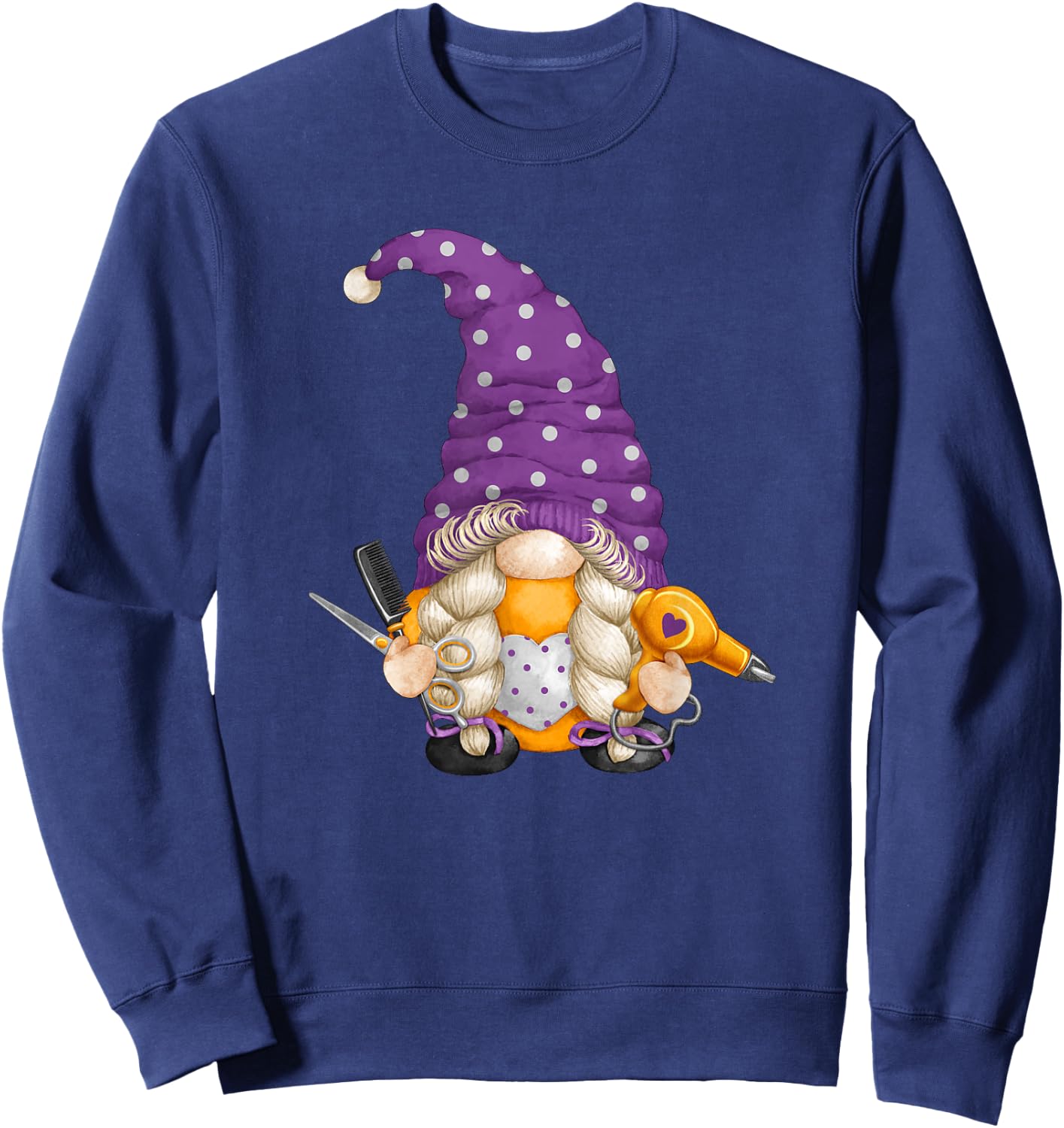 Cute Hairdresser Gnome Who Loves Styling & Gnomies Sweatshirt - Sweatshirt | Navy