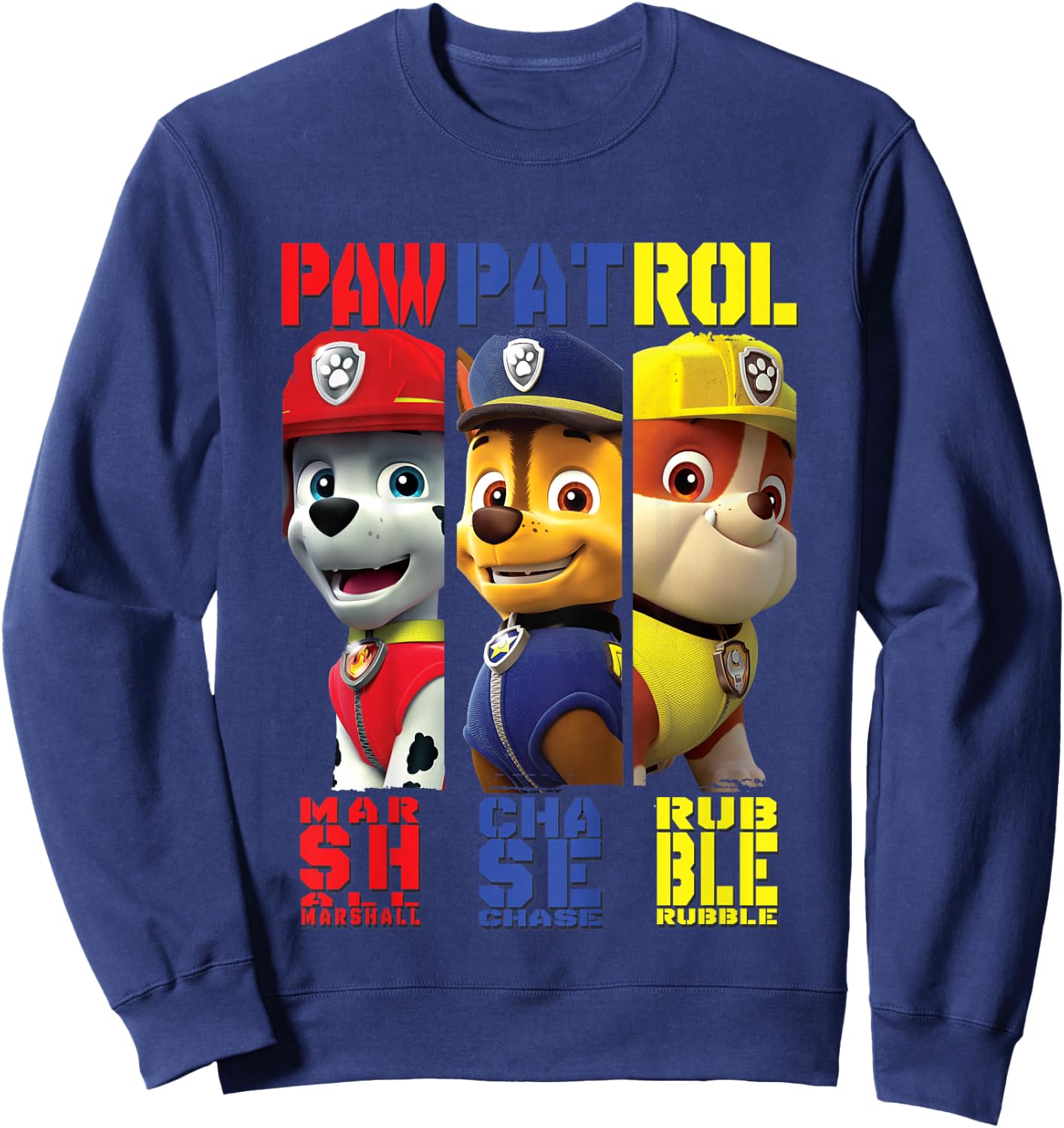 Kids PAW Patrol Marshall, Chase, & Rubble Character Sweatshirt - Sweatshirt | Navy
