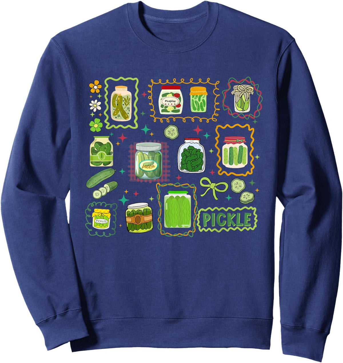 Preppy Canned-Pickles Jar Canning Season Bow Women Girls Sweatshirt - Sweatshirt | Navy