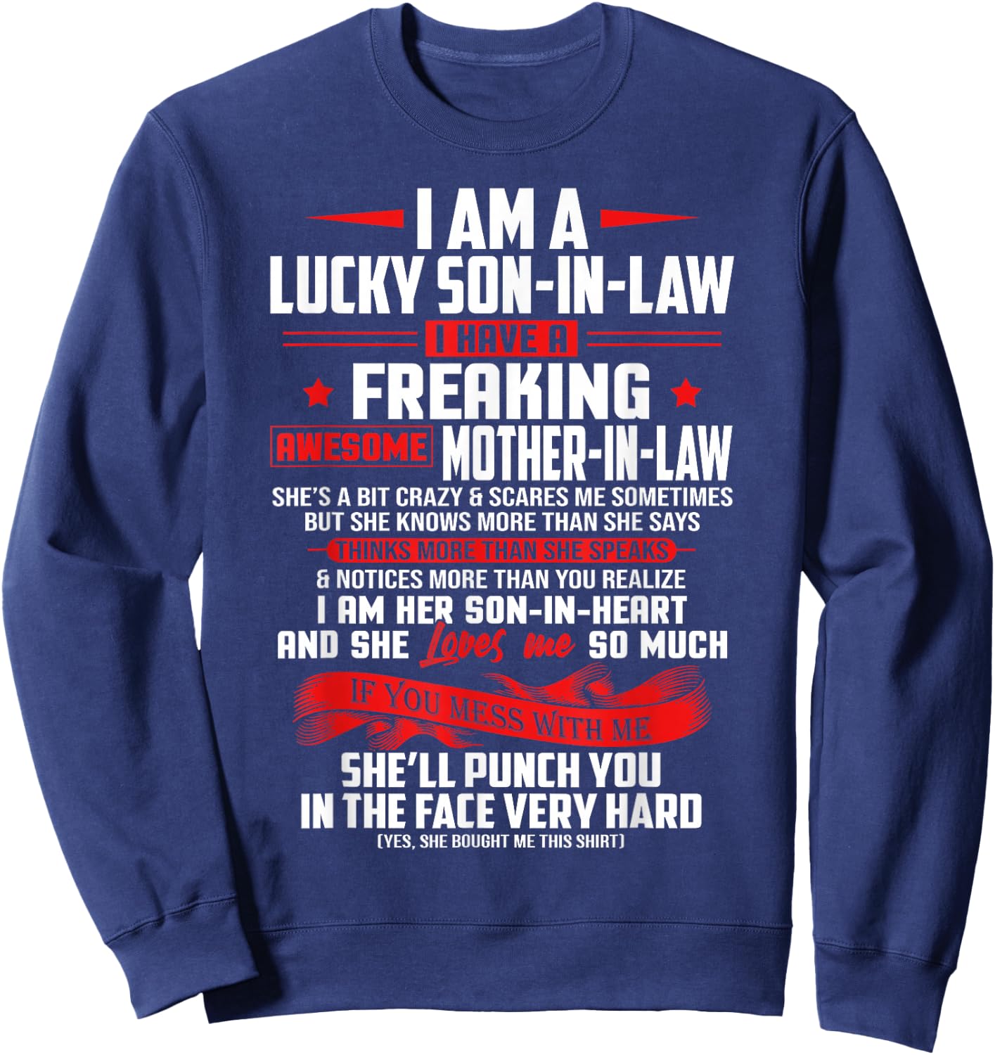 Lucky Son-In-Law Of Mother-In-Law I Love My Mother In Law Sweatshirt - Sweatshirt | Navy