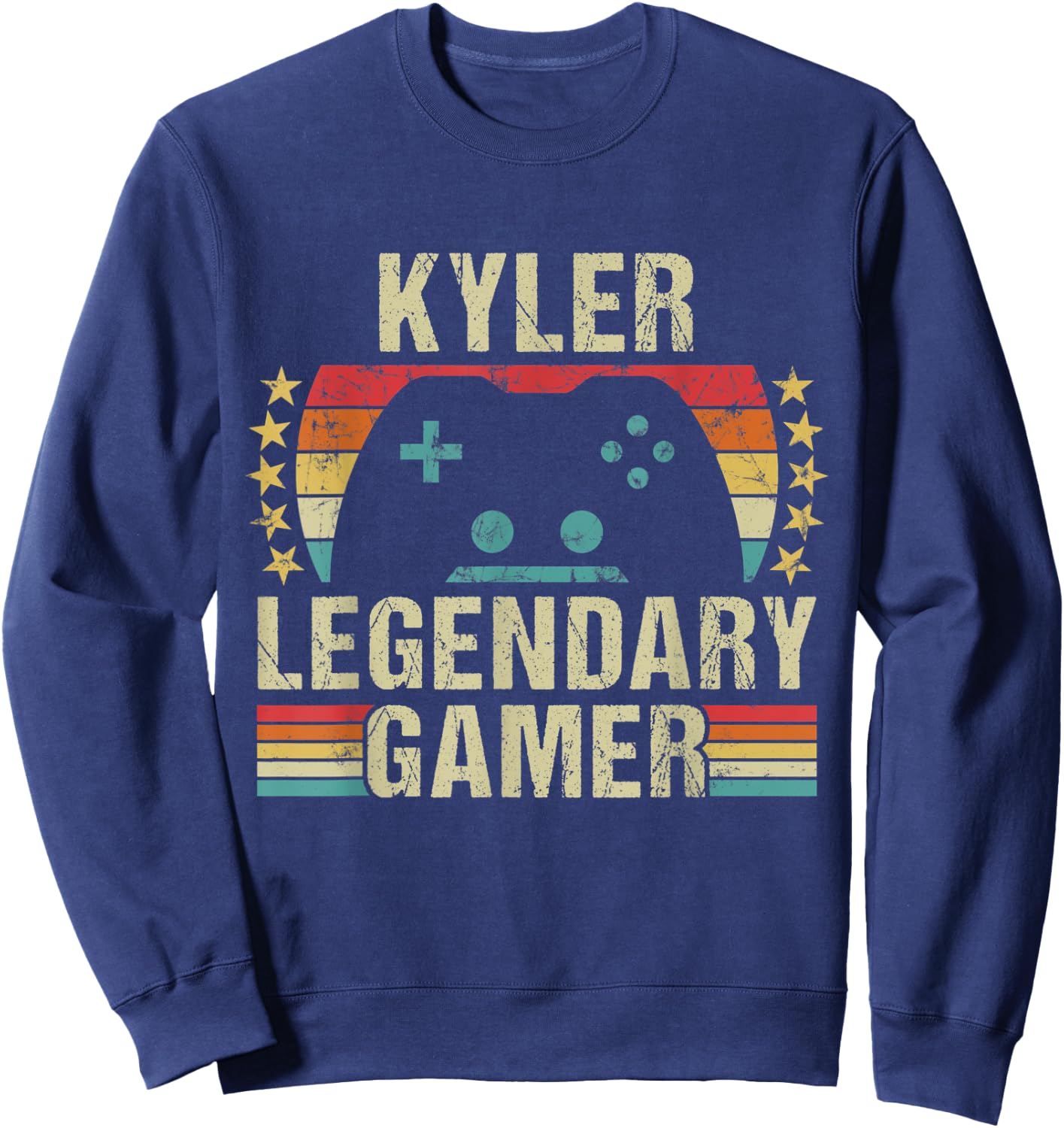 Kyler Gamer Retro Gaming Vintage Game Personalized 70s Sweatshirt - Sweatshirt | Navy